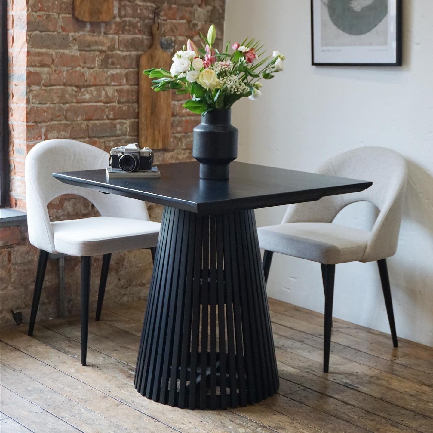 Remi Square Solid Mango Wood Dining Table Black (2 Sizes)