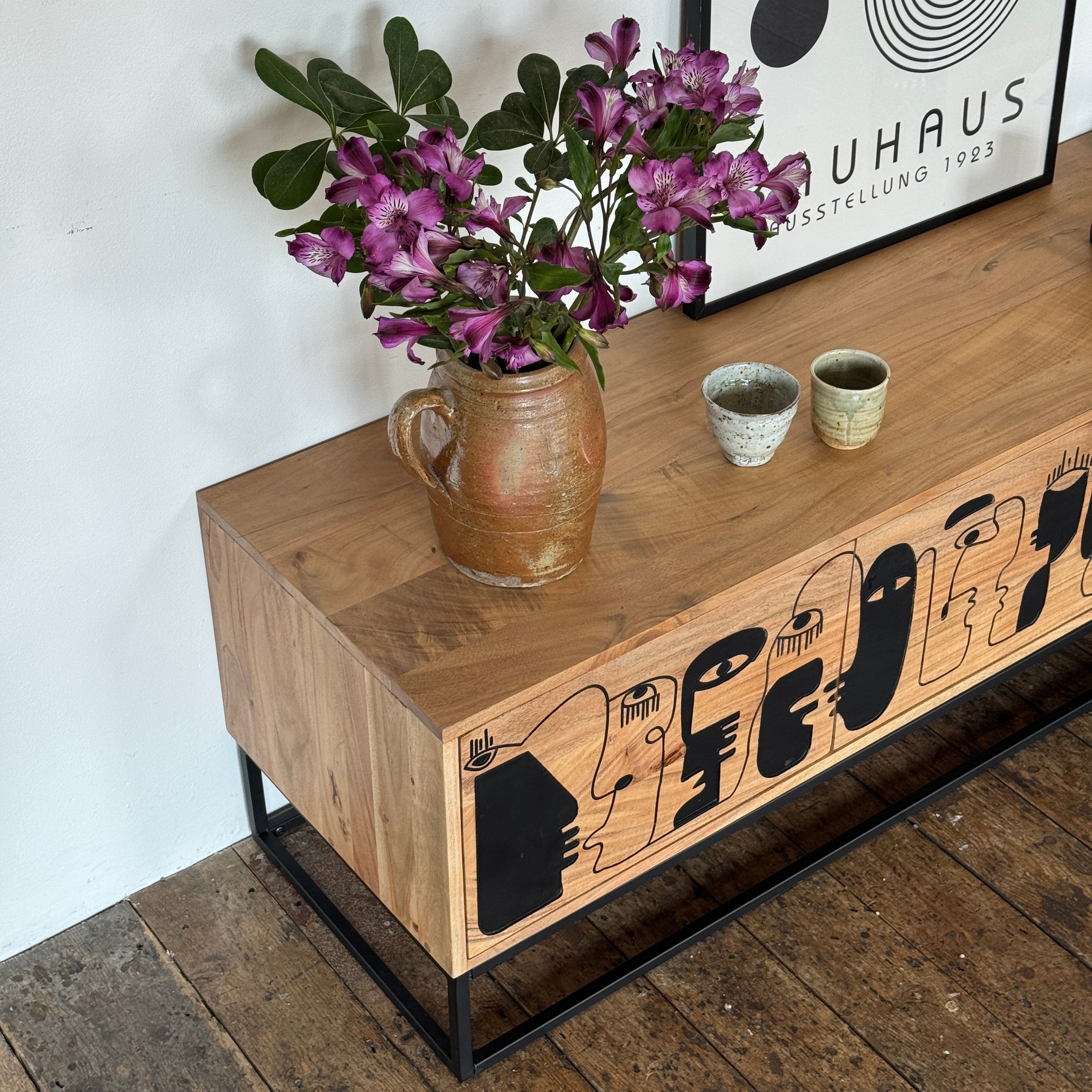 Pablo Solid Acacia Wood Large 4 Door TV Stand (180cm)