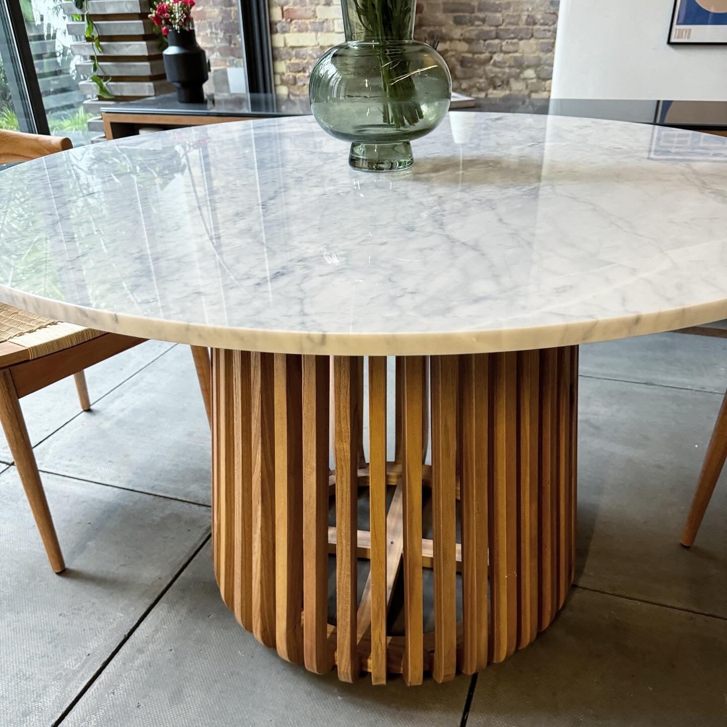 Nakula Round Solid Marble & Mango Wood Dining Table Natural (3 Sizes)