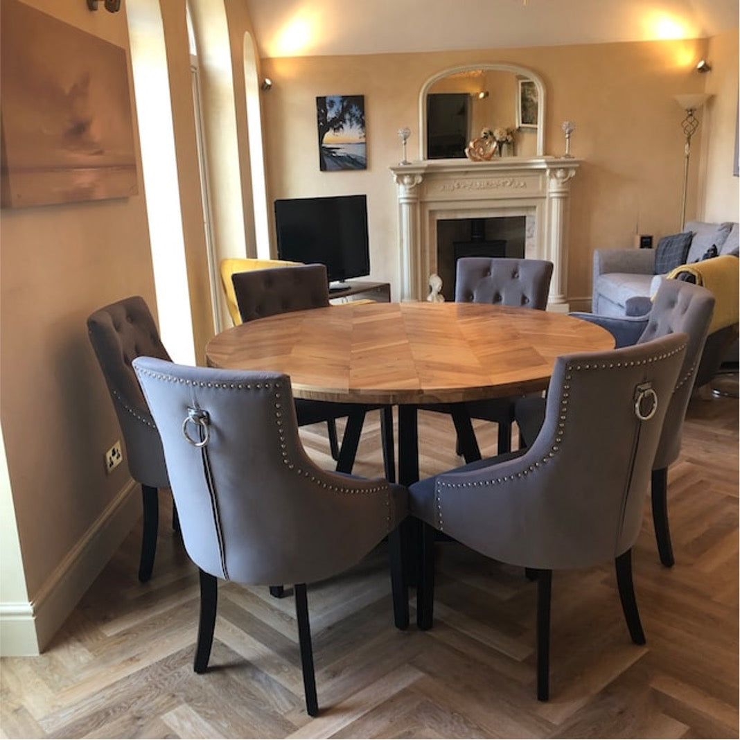 Cala Dining Set with 4 or 6 Portia Dining Chairs in Grey