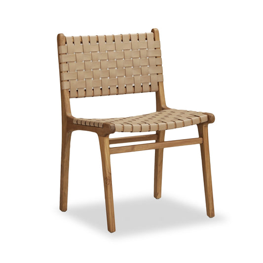 Canggu Dining Chair Solid Teak with Leather Weave