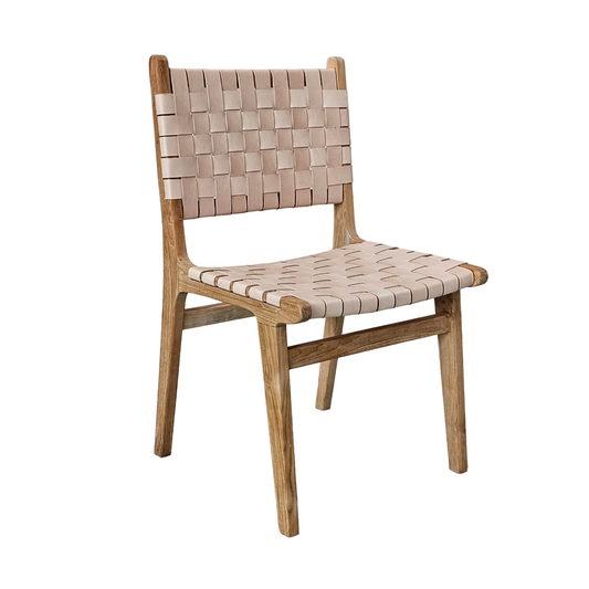 Canguu Dining Chair Solid Teak with Nude Leather