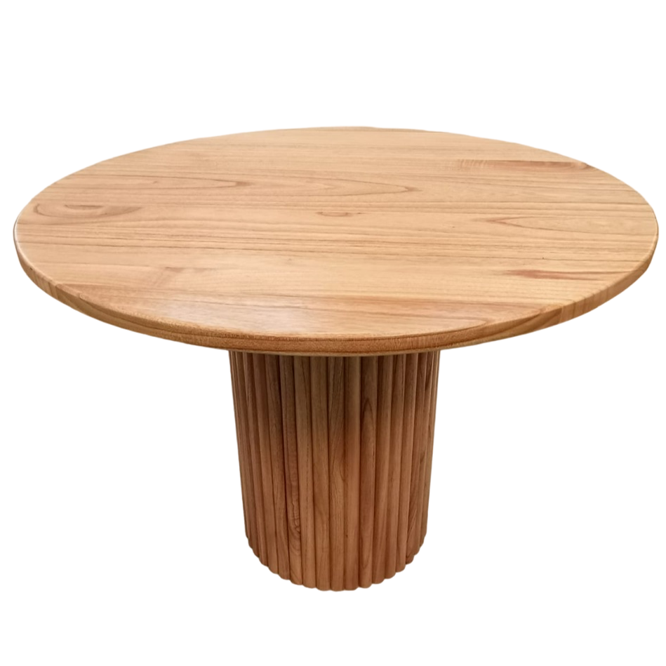 Cruz Round Solid Mindi Wood Dining Table Natural (2 Sizes)