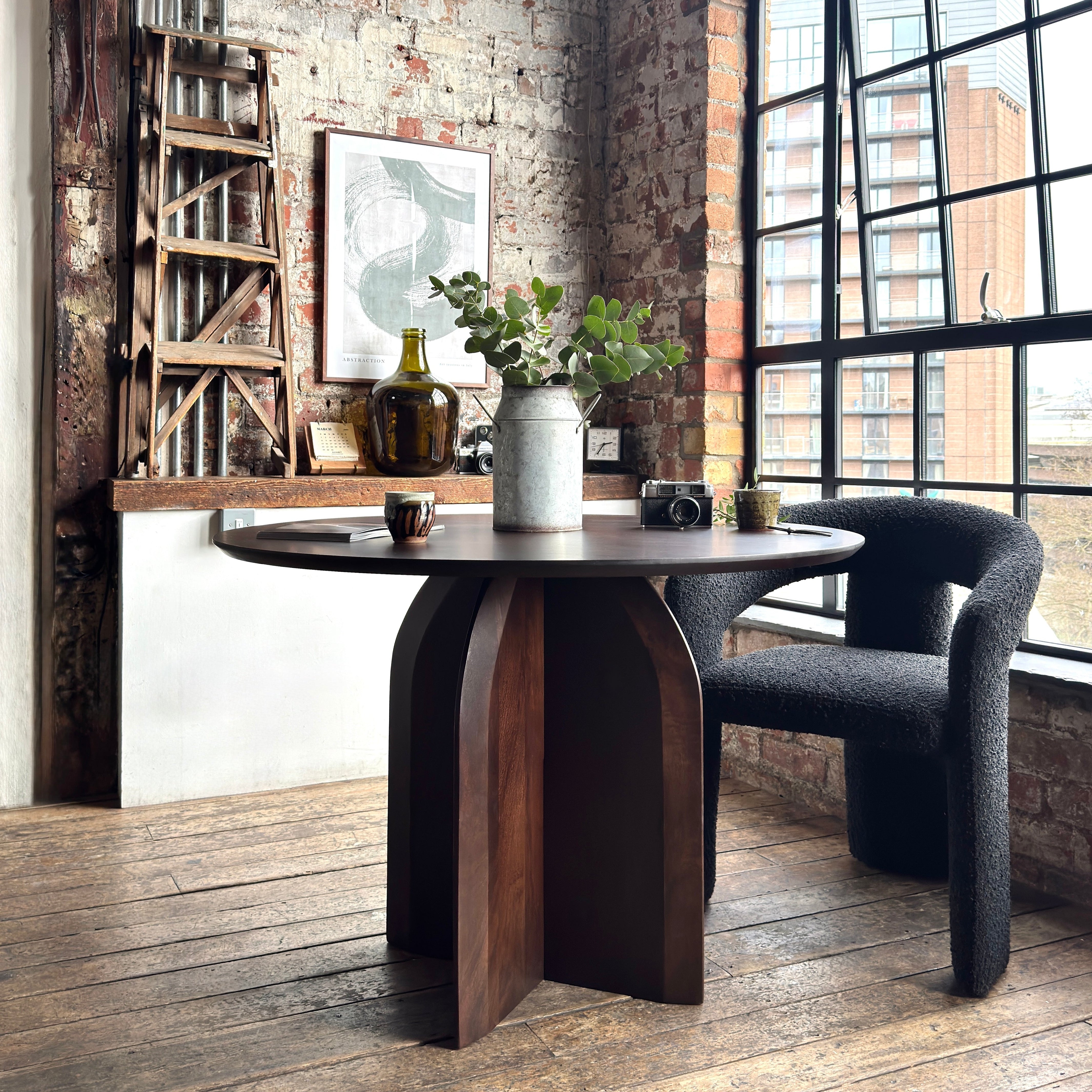 Kai Round Solid Mango Wood Dining Table Brown (2 Sizes)