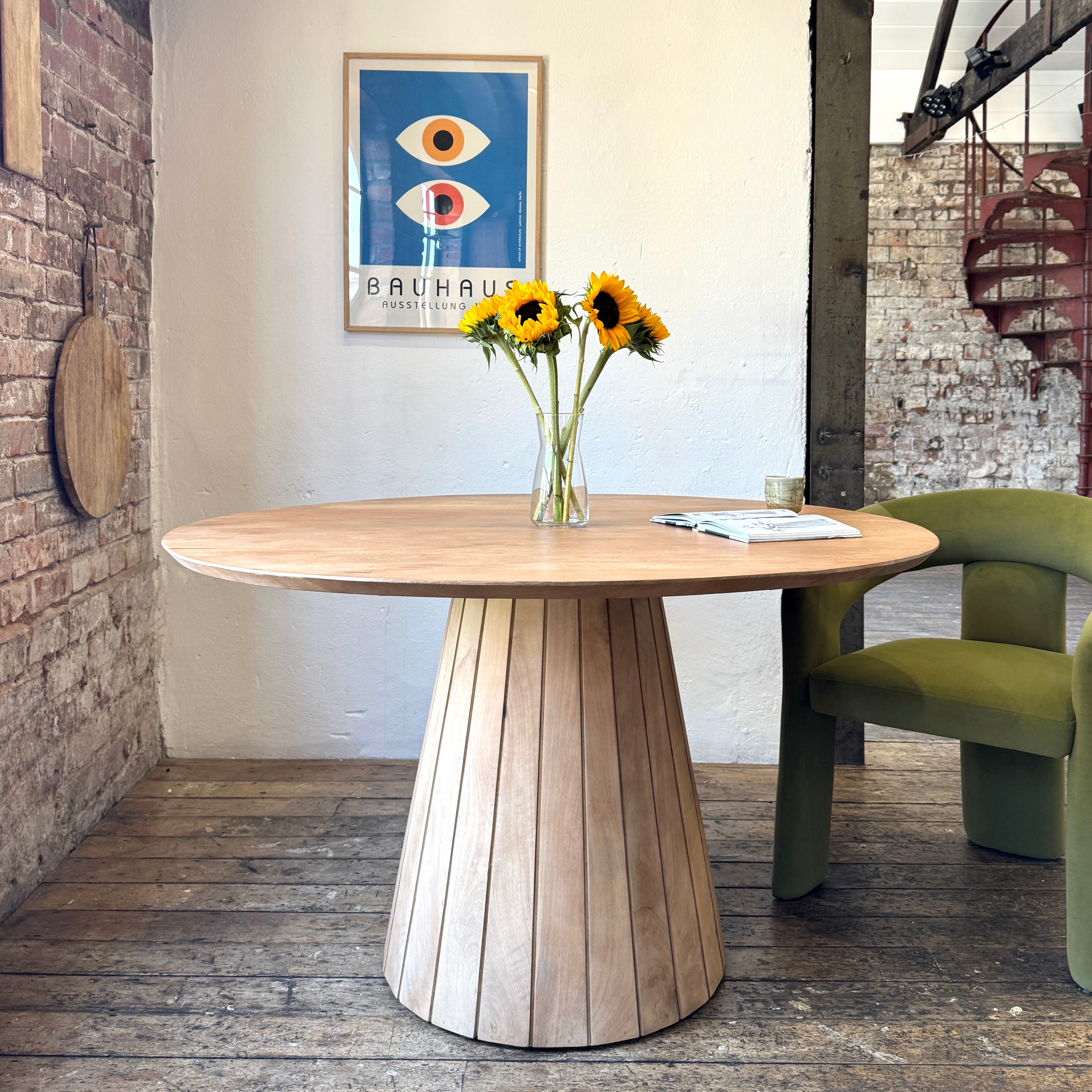 Gia Round Solid Mango Wood Dining Table Light Brown (3 Sizes)