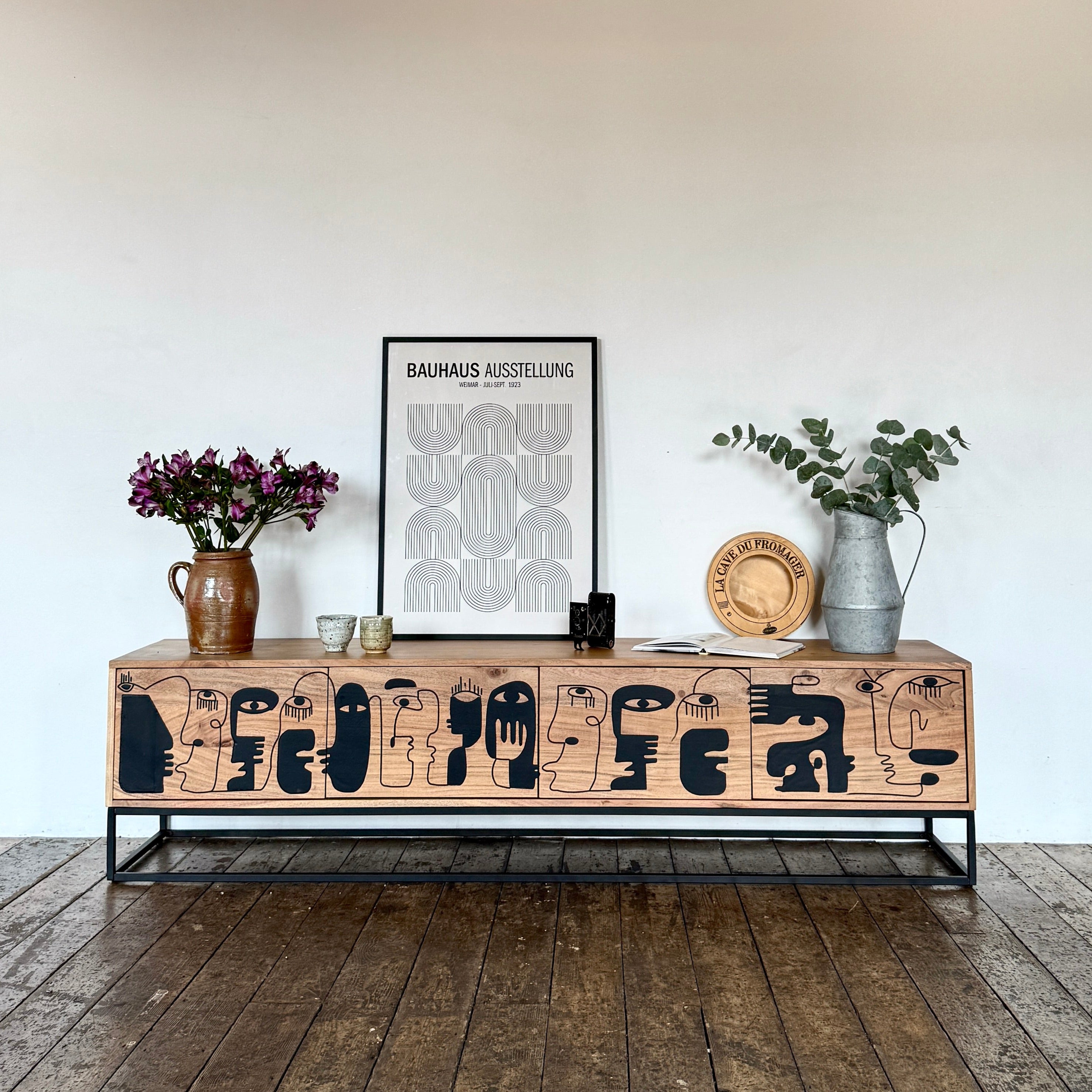 Pablo Solid Acacia Wood Large 4 Door TV Stand