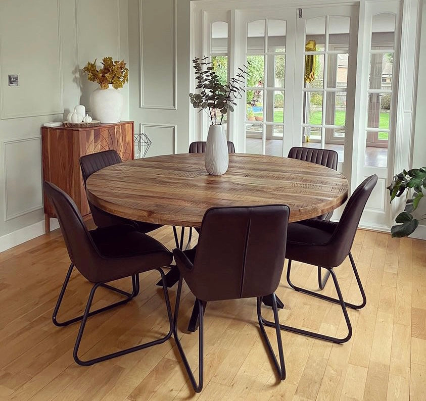 Sara Solid Mango Wood Dining Table Walnut (4 Sizes)