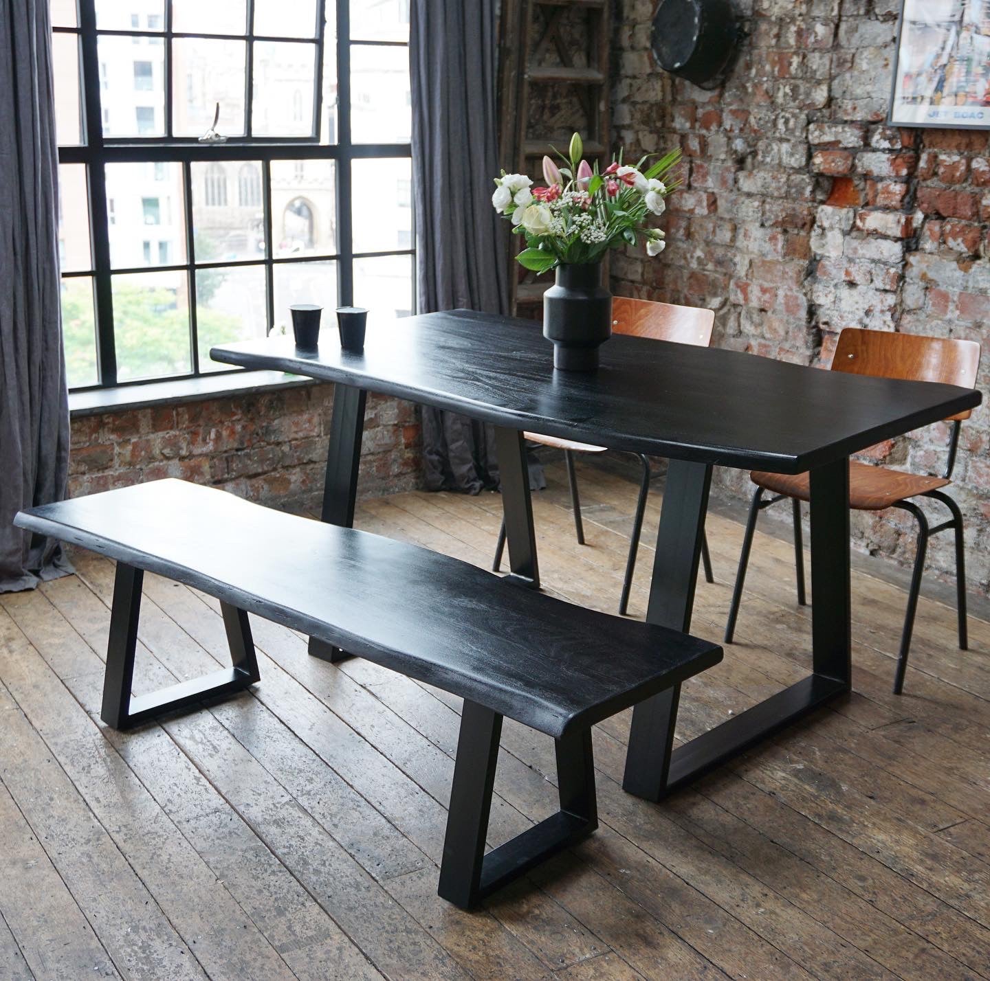 Indiana Dining Table and Bench Set (2 Colours and 2 Sizes)