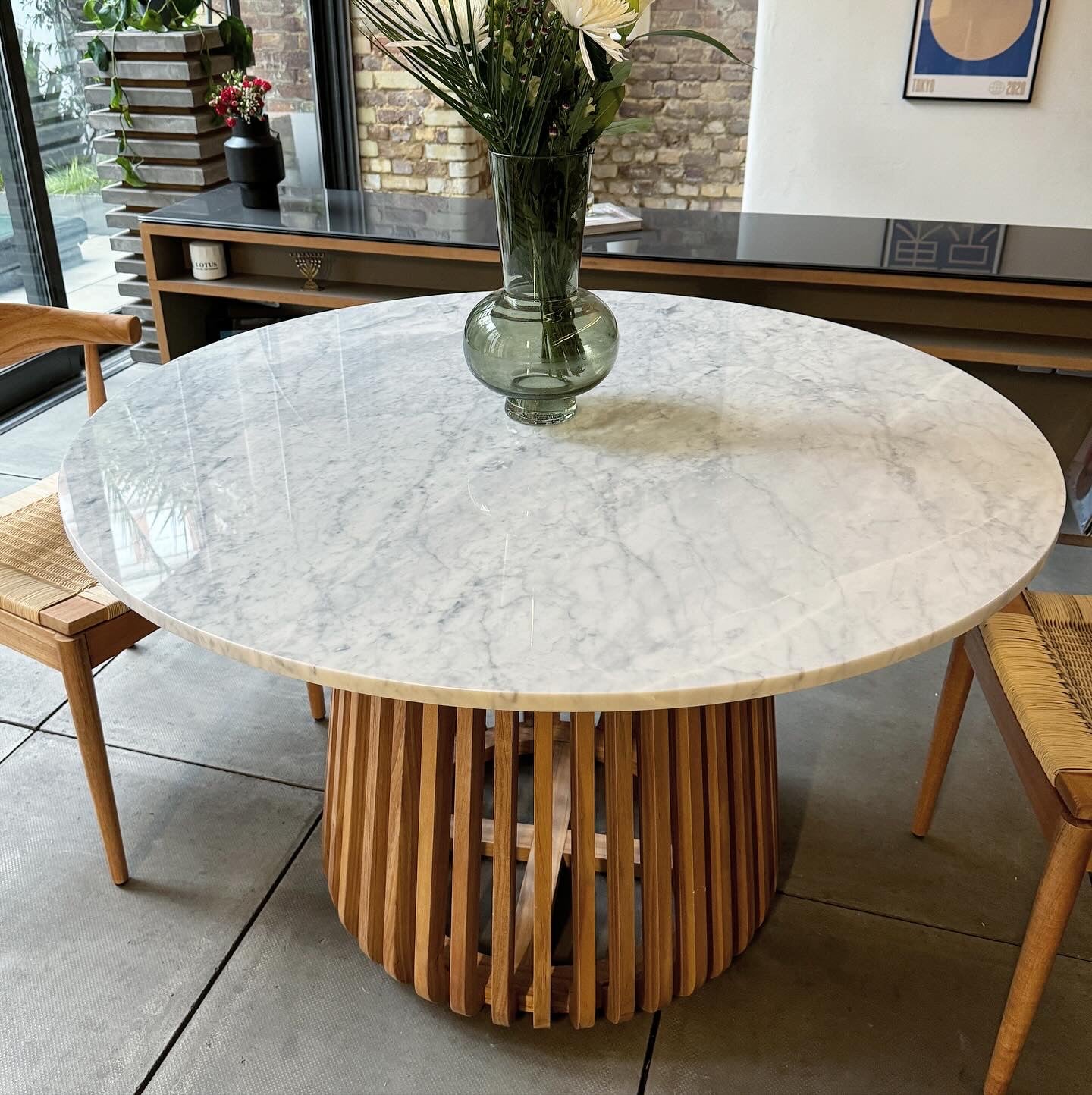 Nakula Round Solid Marble & Mango Wood Dining Table Natural (3 Sizes)