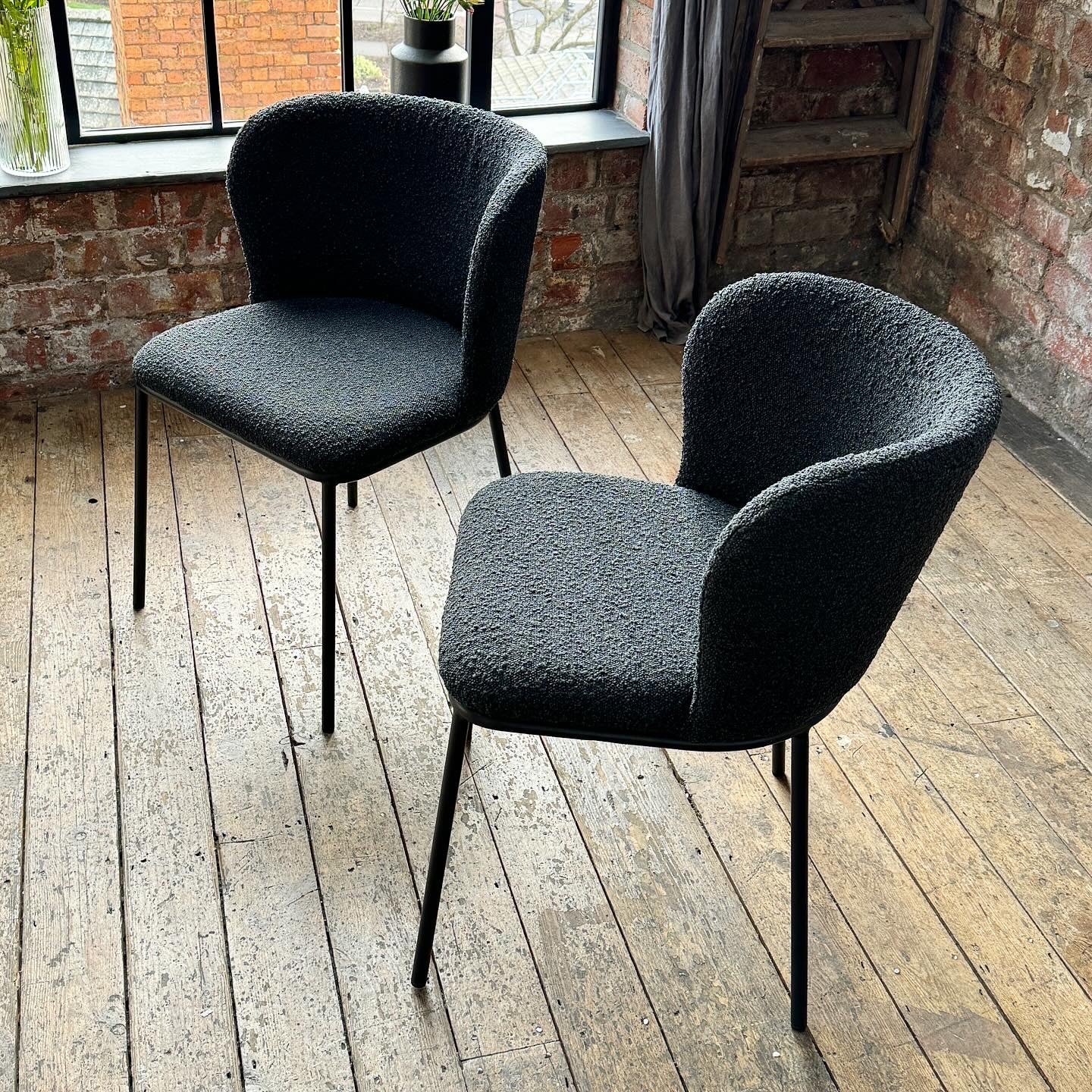 Mila Dining Chairs in Black Boucle (2pk)