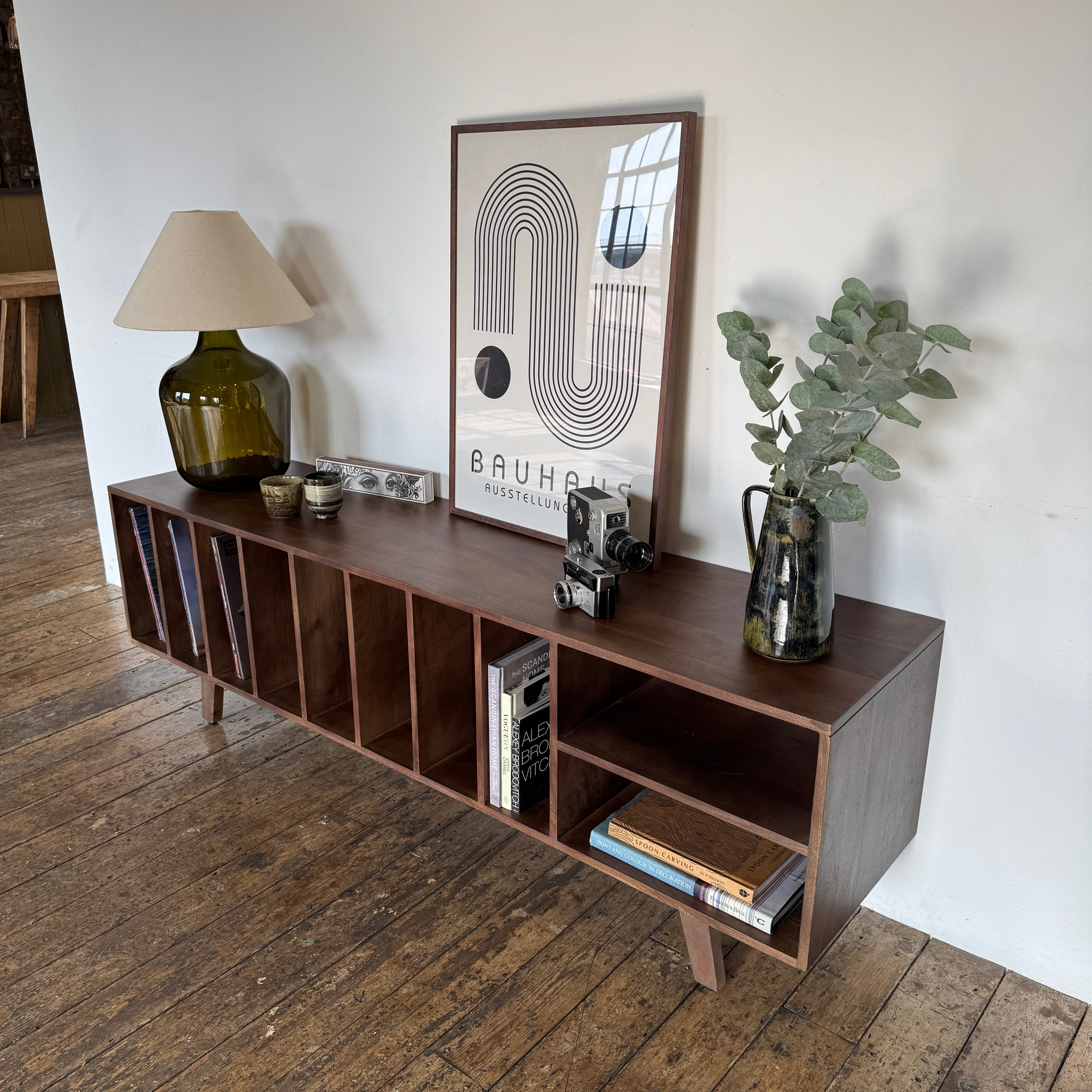 Wax Solid Mango Wood Large Vinyl Storage TV Stand