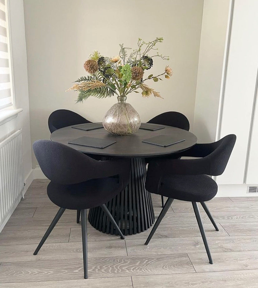 Remi Round Solid Mango Wood Dining Table Black (4 Sizes)