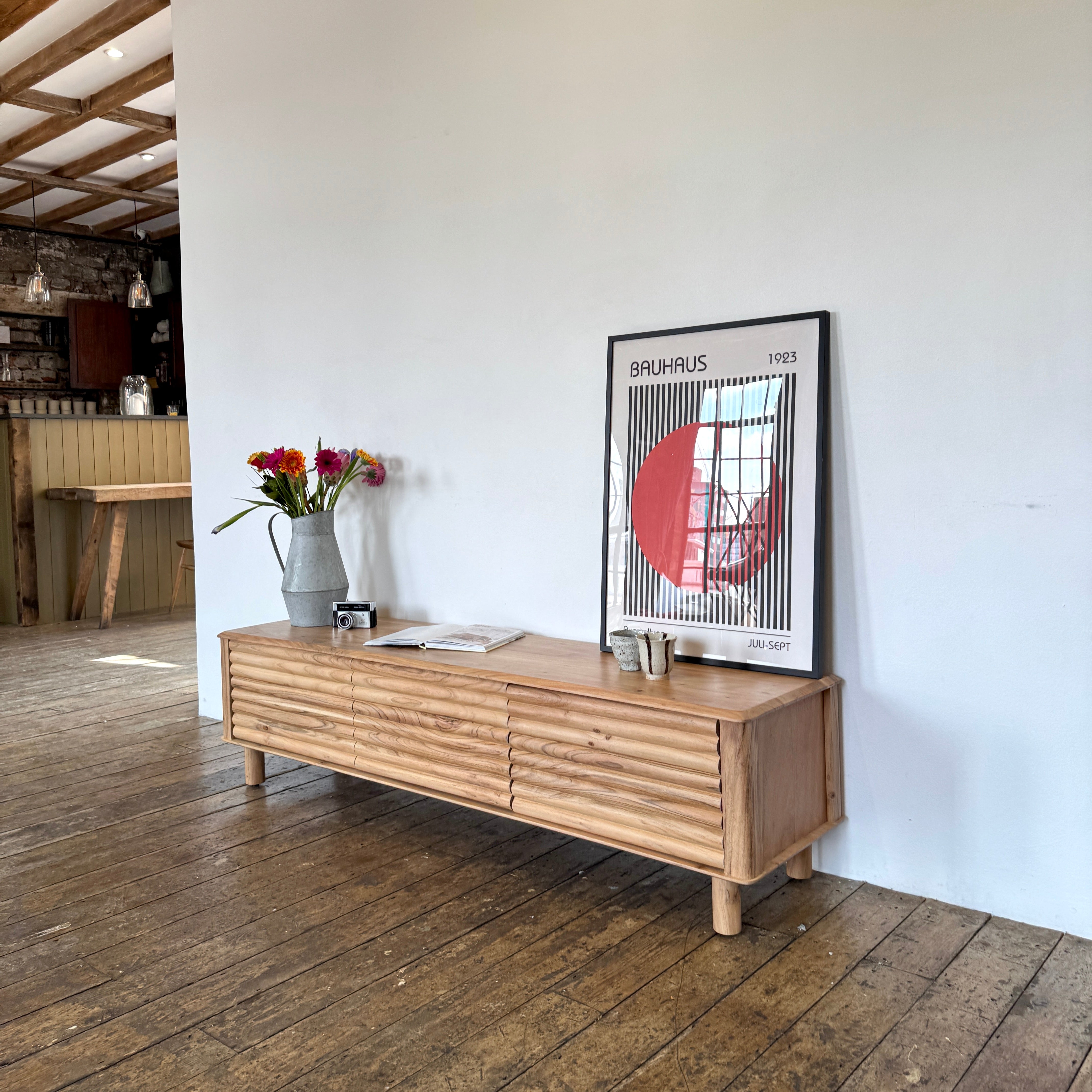 Kiso Solid Acacia Wood TV Stand (160cm)