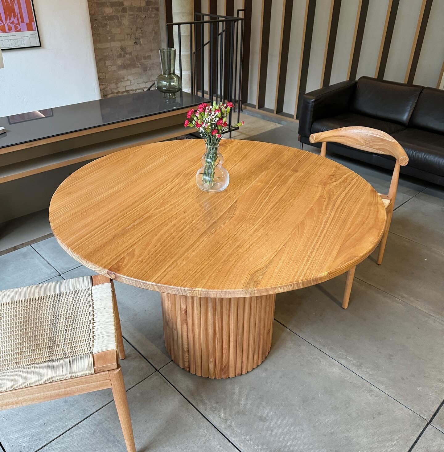 Cruz Round Solid Mindi Wood Dining Table Natural (2 Sizes)