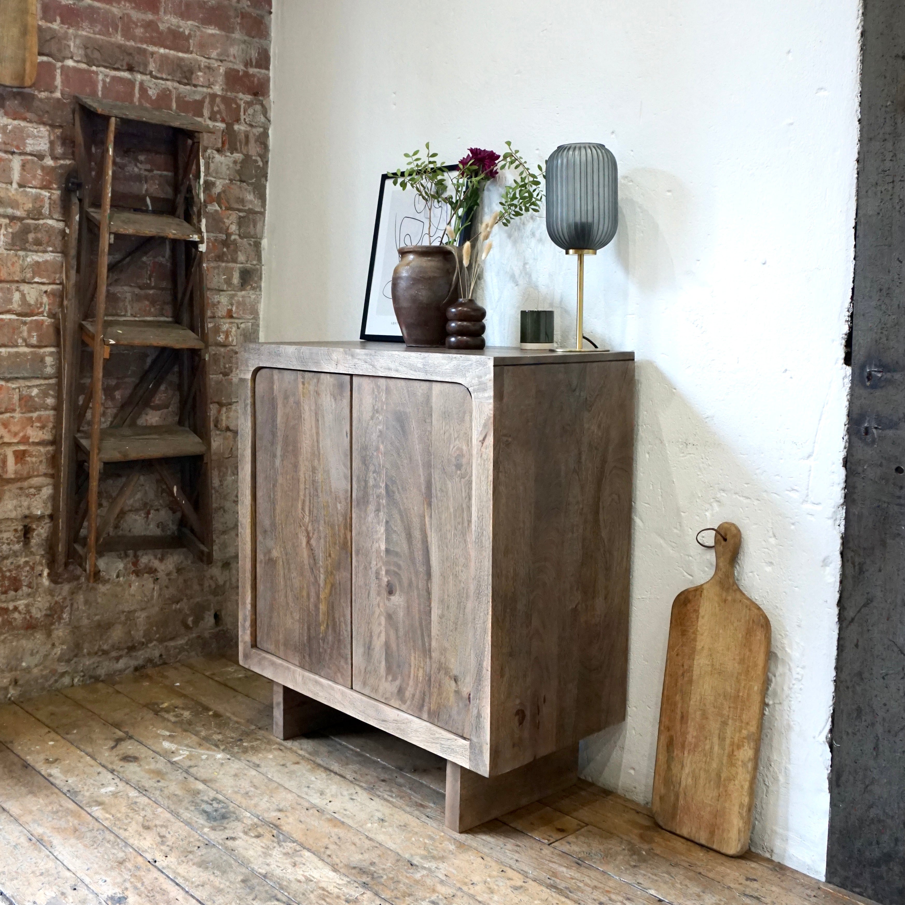 Livia Solid Mango Wood 2 Door Sideboard in Walnut