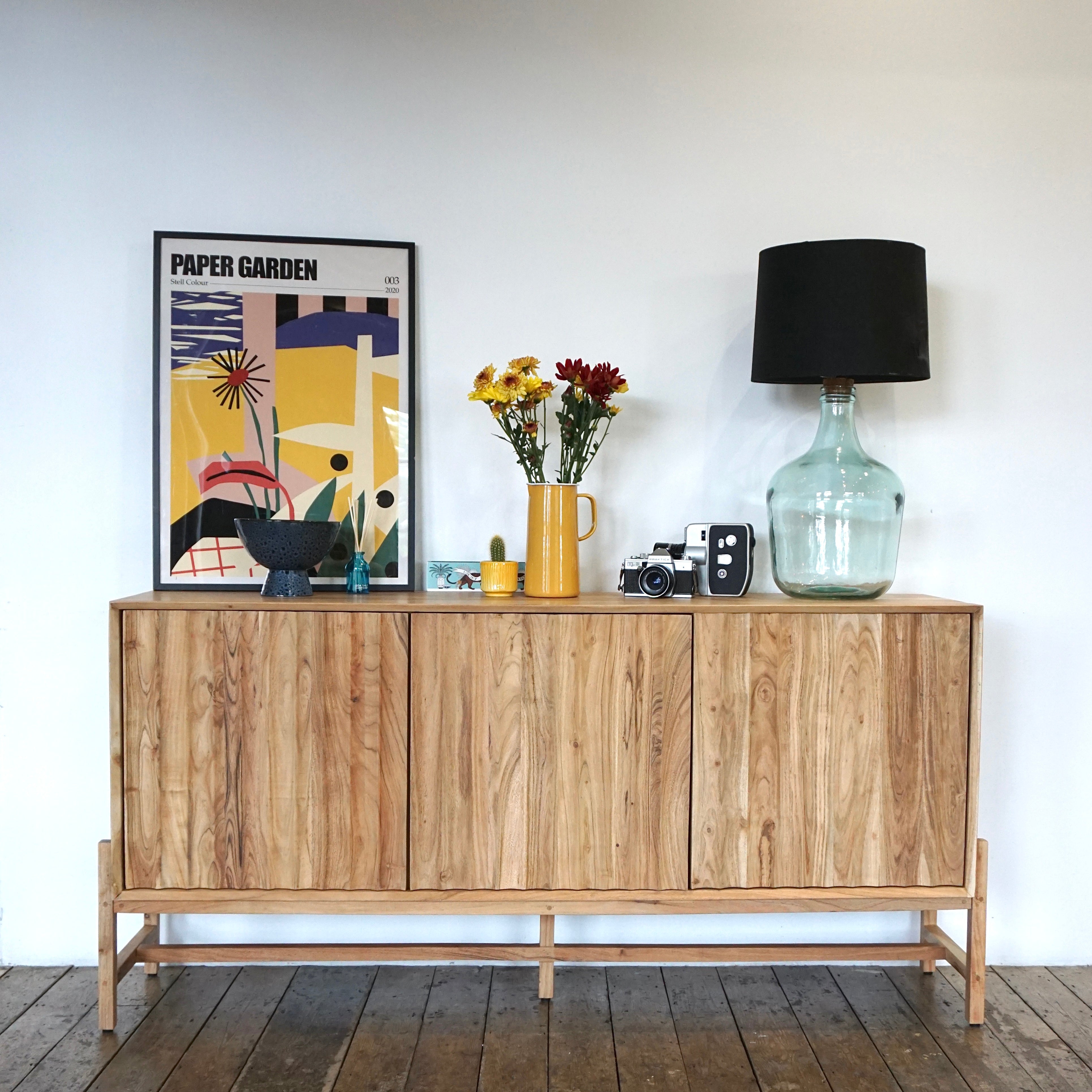 Oskar Solid Acacia Wood Large 3 Door Sideboard (160cm)