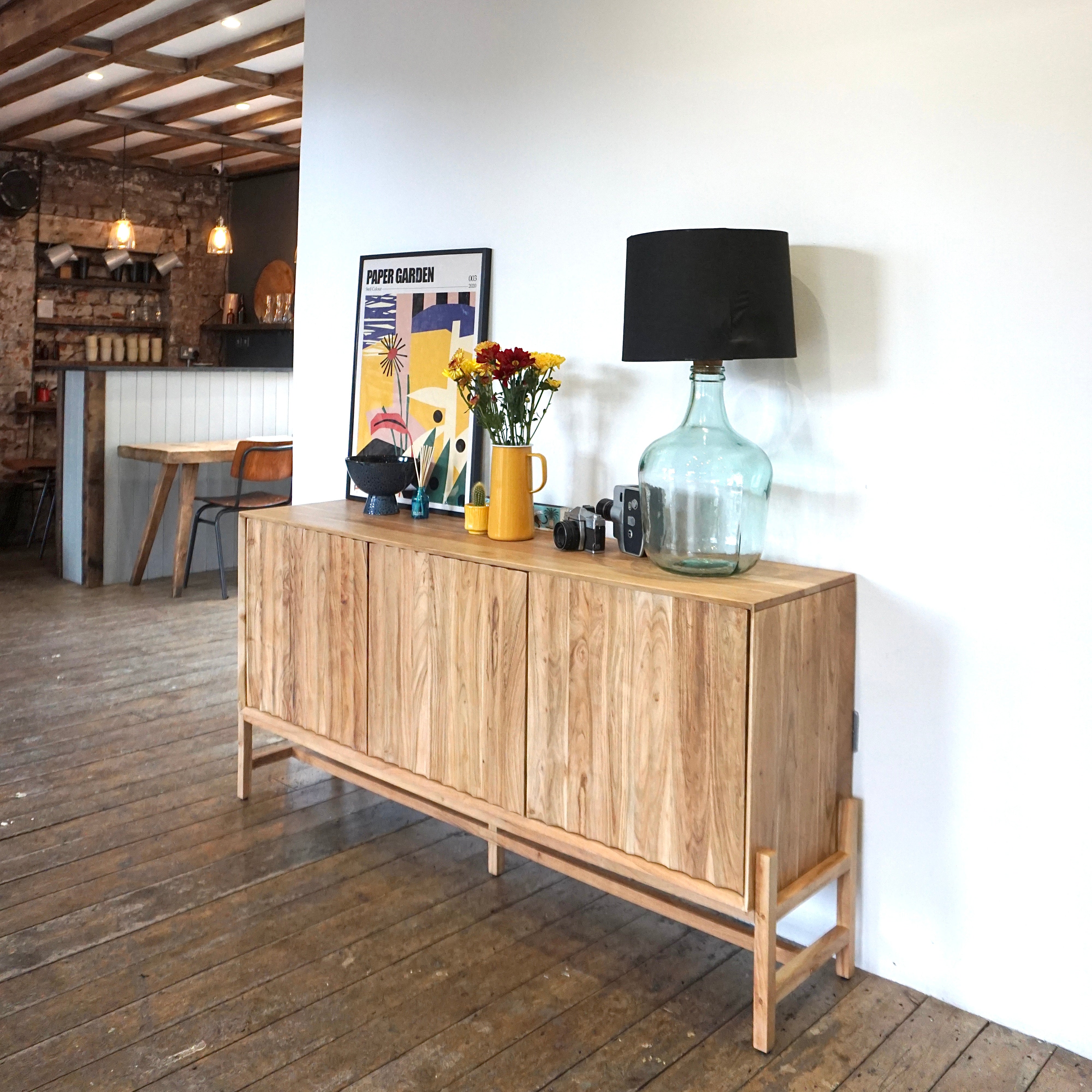 Oskar Solid Acacia Wood Large 3 Door Sideboard (160cm)