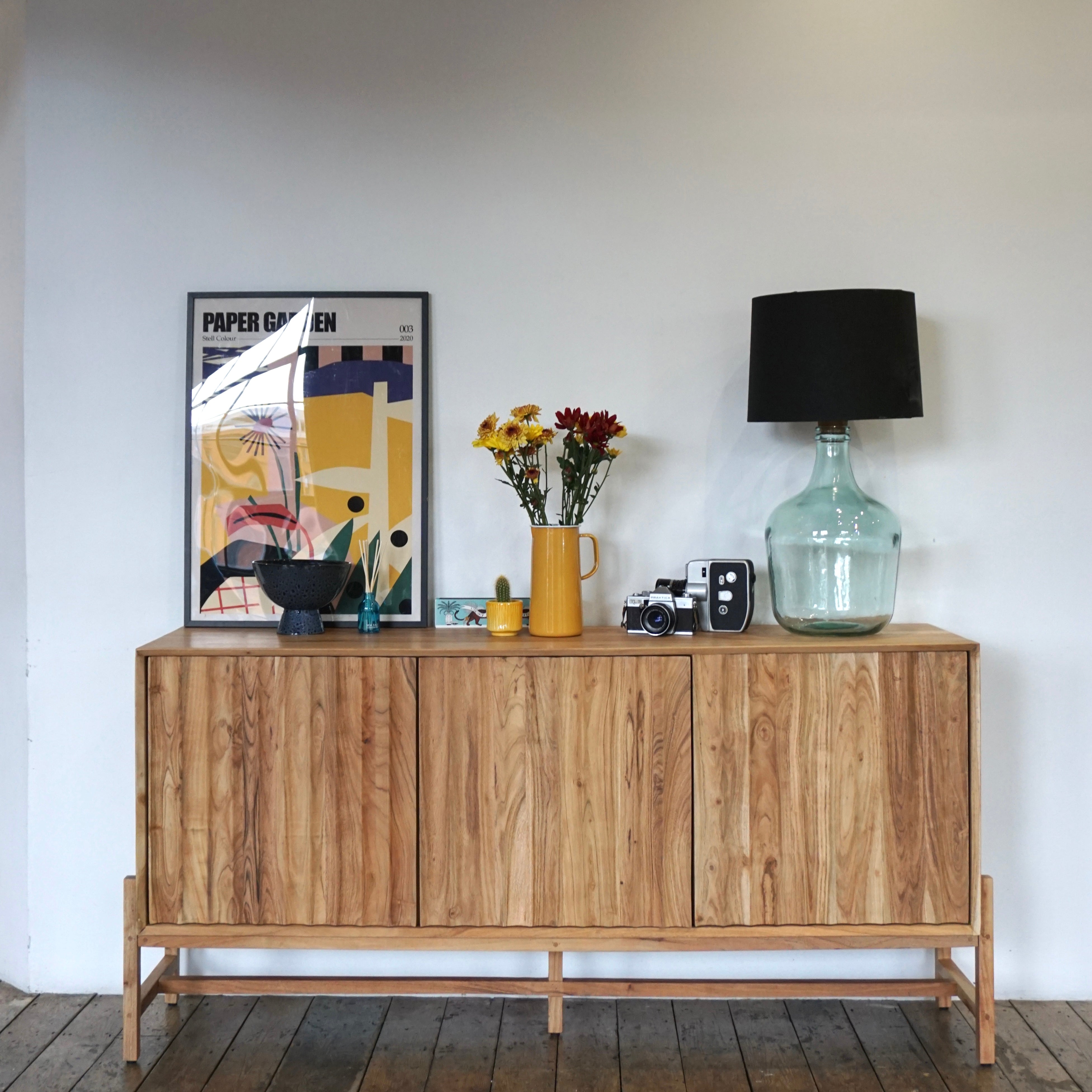 Oskar Solid Acacia Wood Large 3 Door Sideboard (160cm)