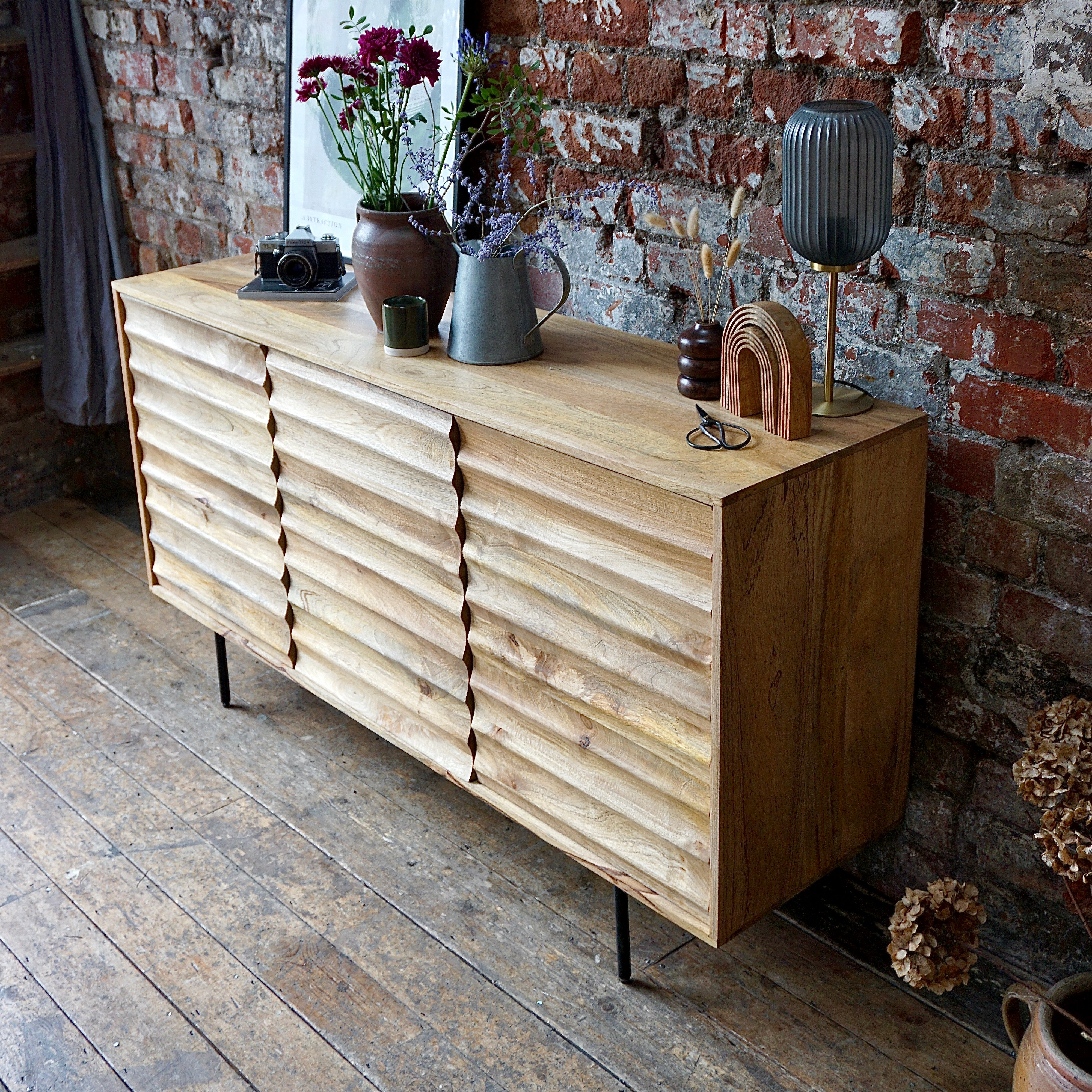 Daria Solid Mango Wood Large 3 Door Sideboard