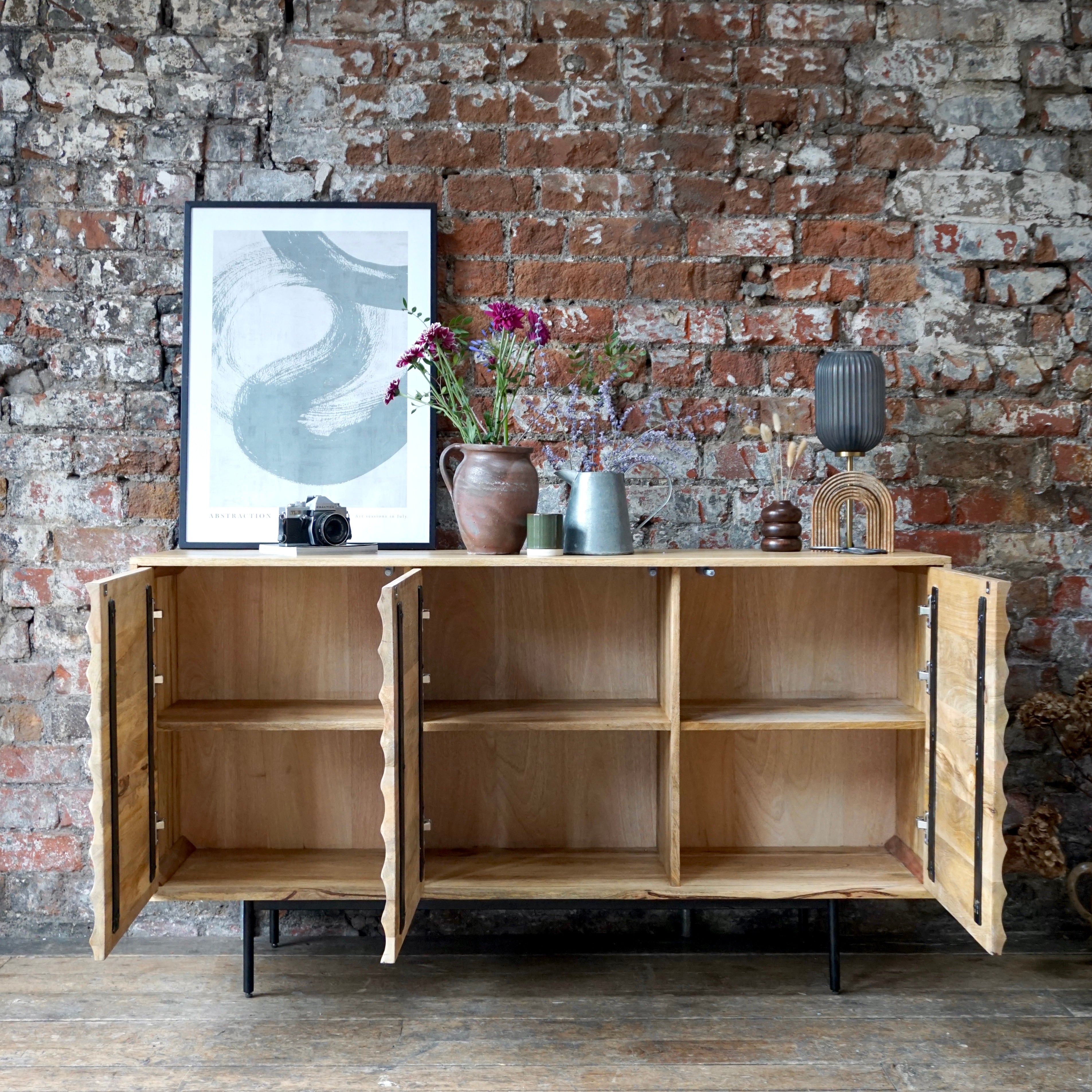 Daria Solid Mango Wood Large 3 Door Sideboard