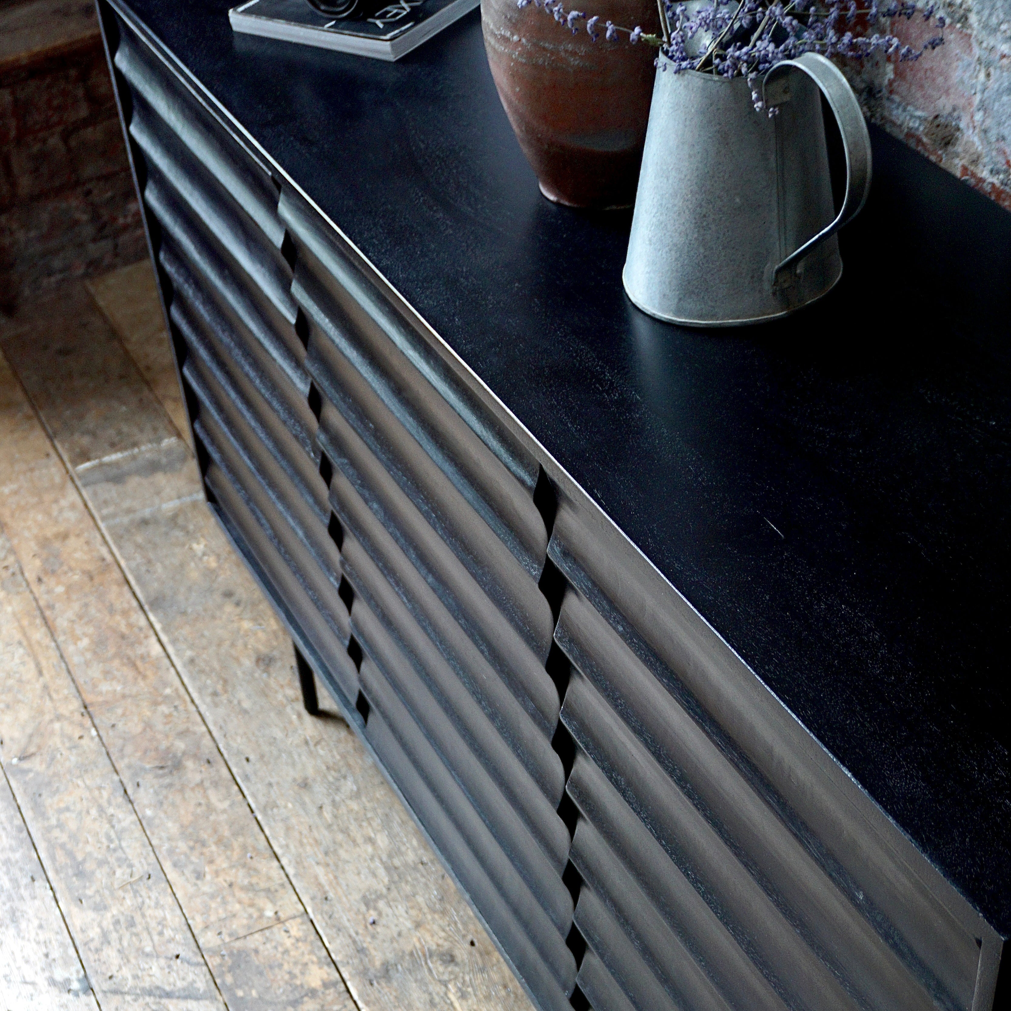 Daria Solid Mango Wood Large 3 Door Sideboard Black