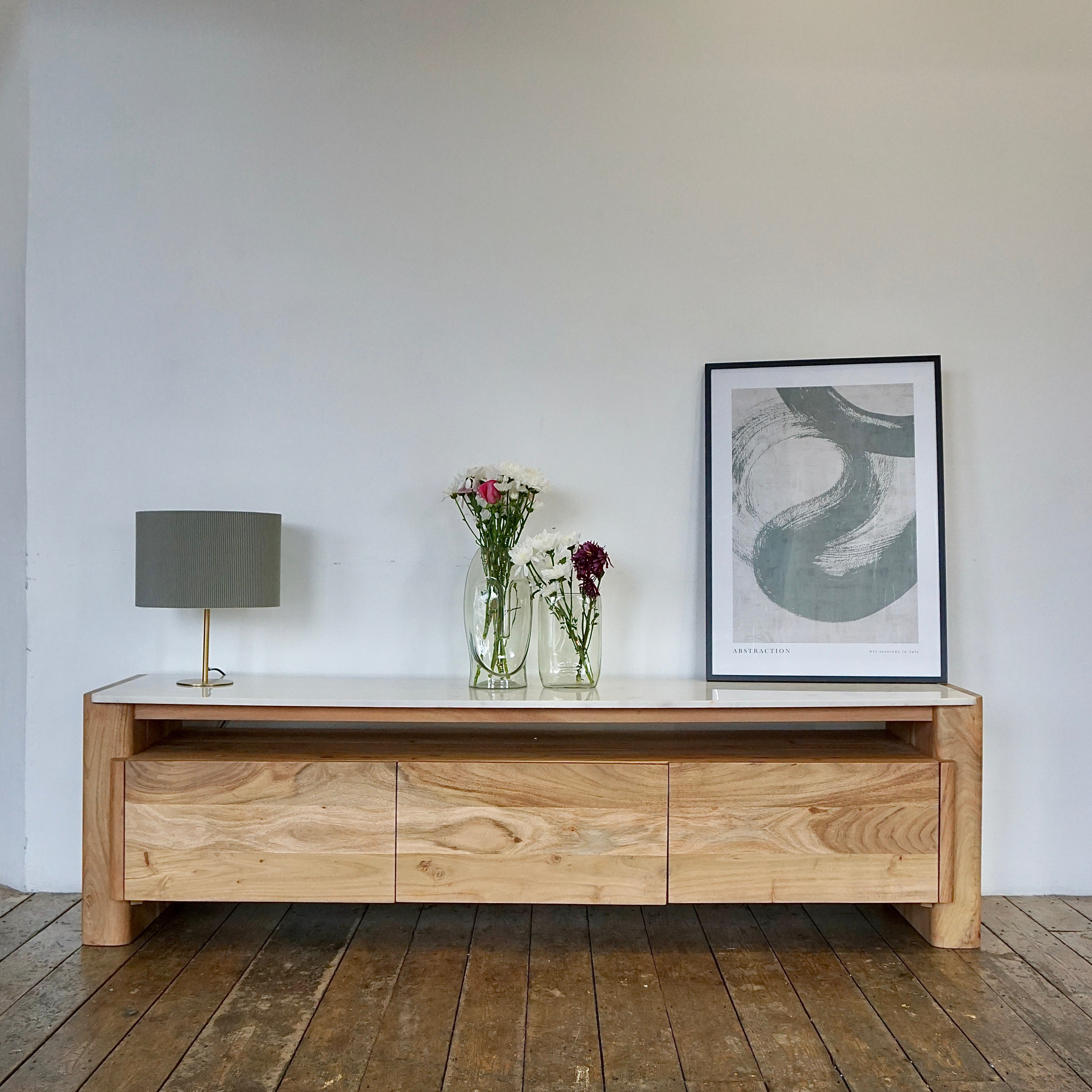 Bali Solid Acacia Wood & Marble Large TV Unit