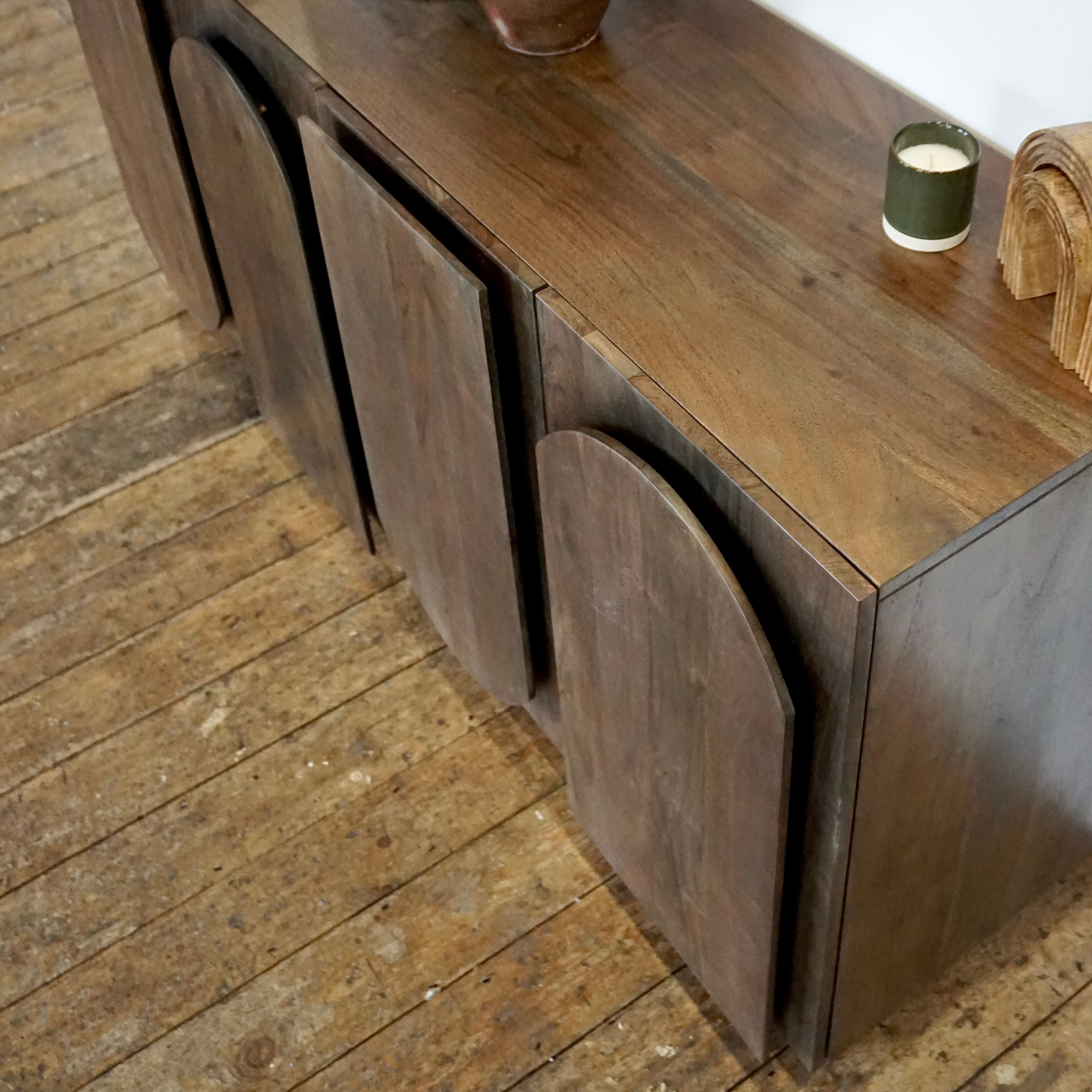 Archer Solid Acacia Wood Large 4 Door Sideboard Walnut