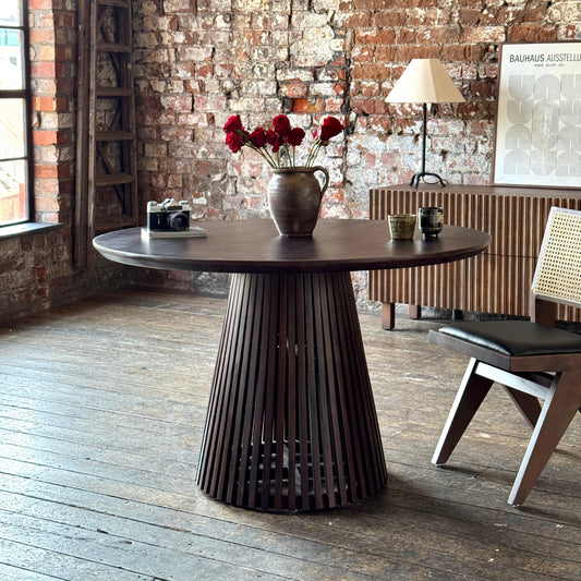 Remi Round Solid Mango Wood Dining Table Walnut (4 Sizes)