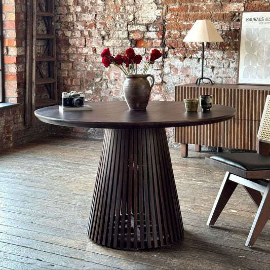 Remi Round Solid Mango Wood Dining Table Walnut (4 Sizes)