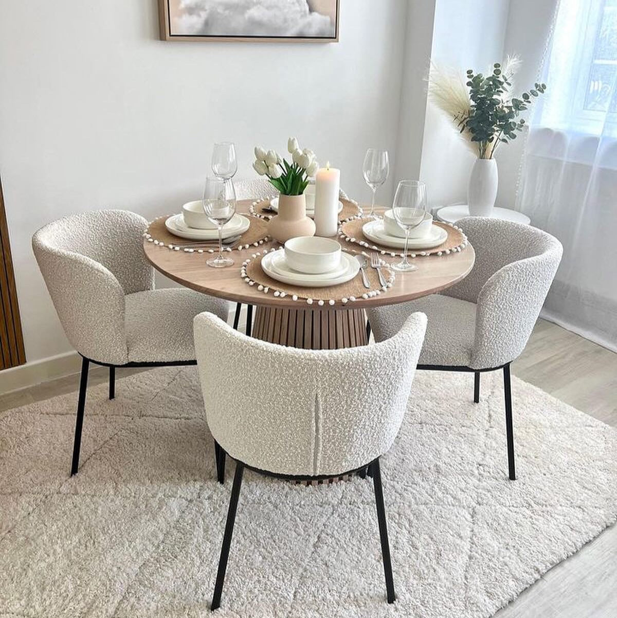 Mila Dining Chairs in Cream Boucle (2pk)