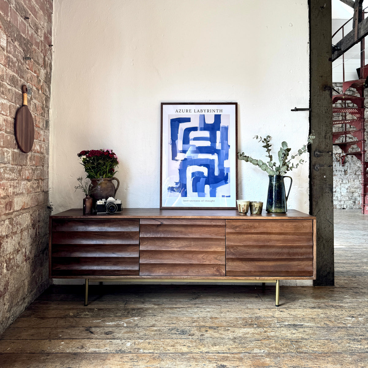 Daria Solid Mango Wood TV Stand Walnut