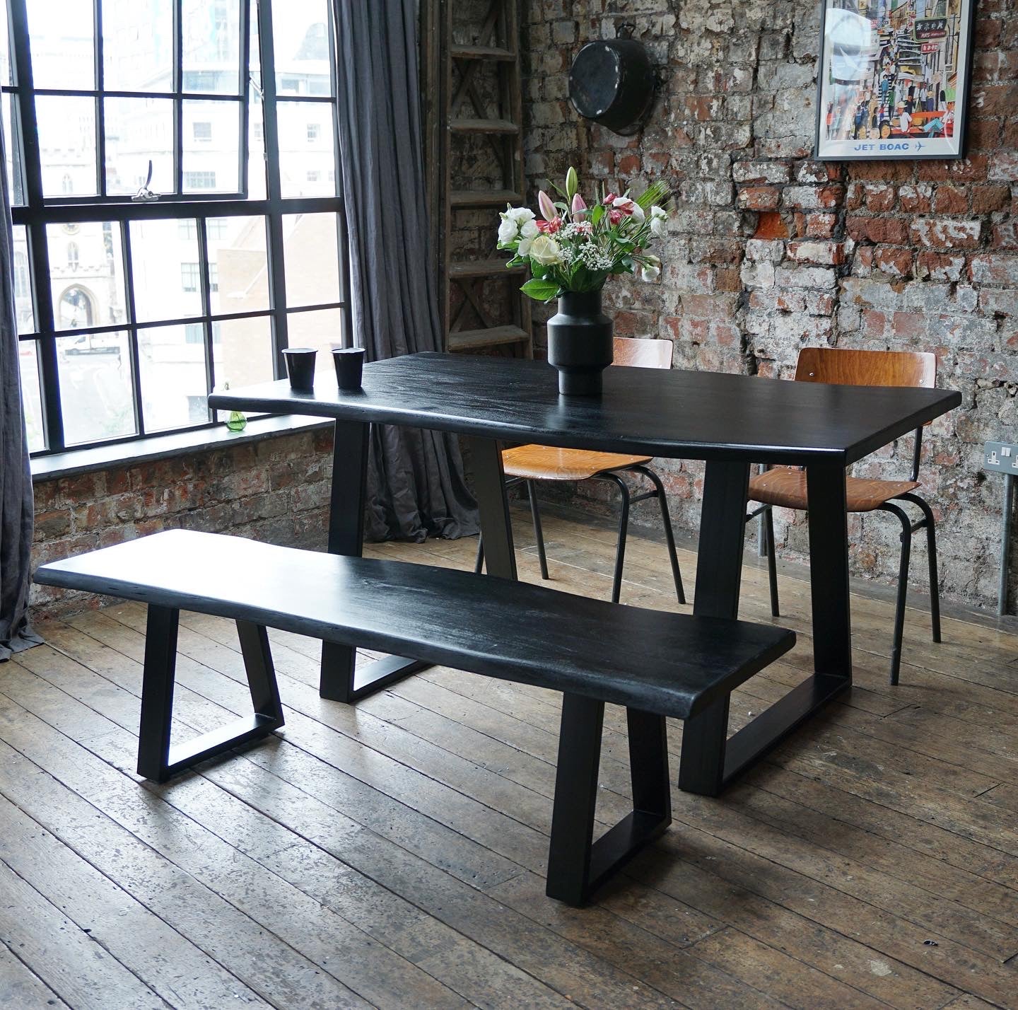 Indiana Dining Table and Bench Set (2 Colours and 2 Sizes)