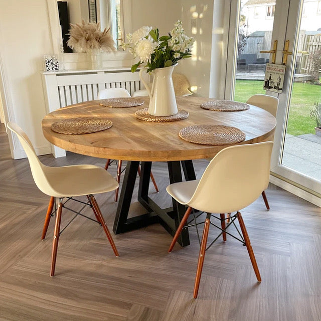 Ida Solid Mango Wood Industrial Dining Table (4 Sizes)