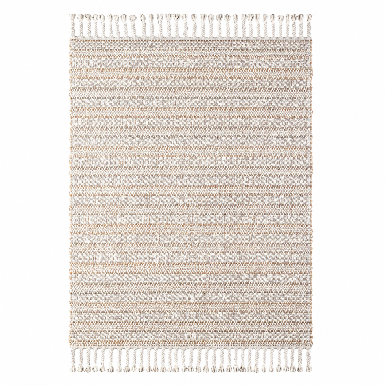 Acapulco Handwoven Flat Weave Jute & Wool Rug in Ivory & Natural (2 Sizes)