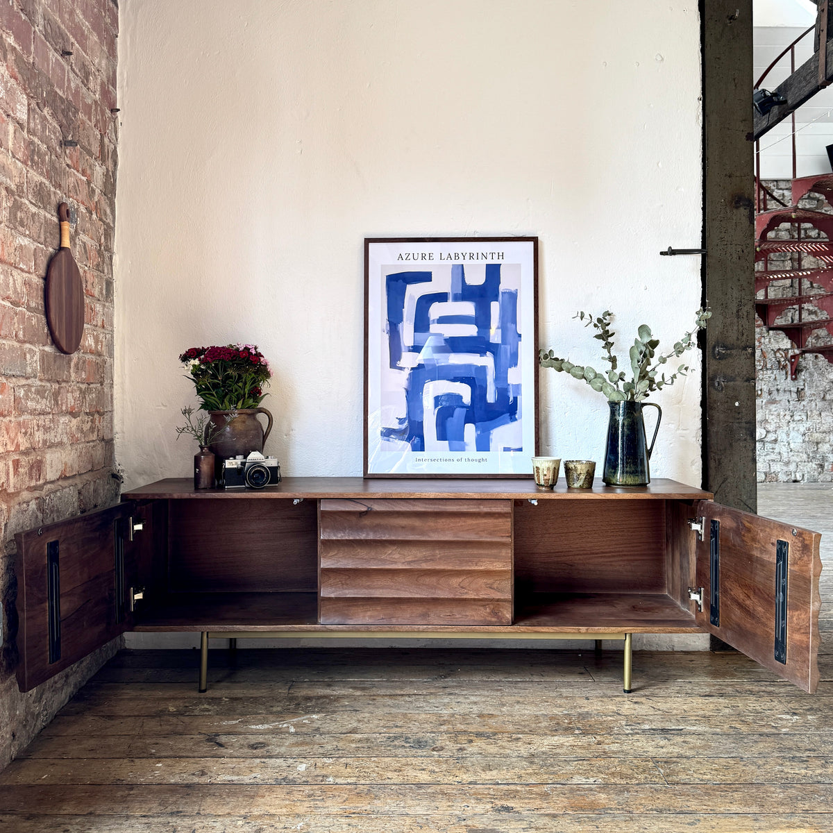 Daria Solid Mango Wood TV Stand Walnut