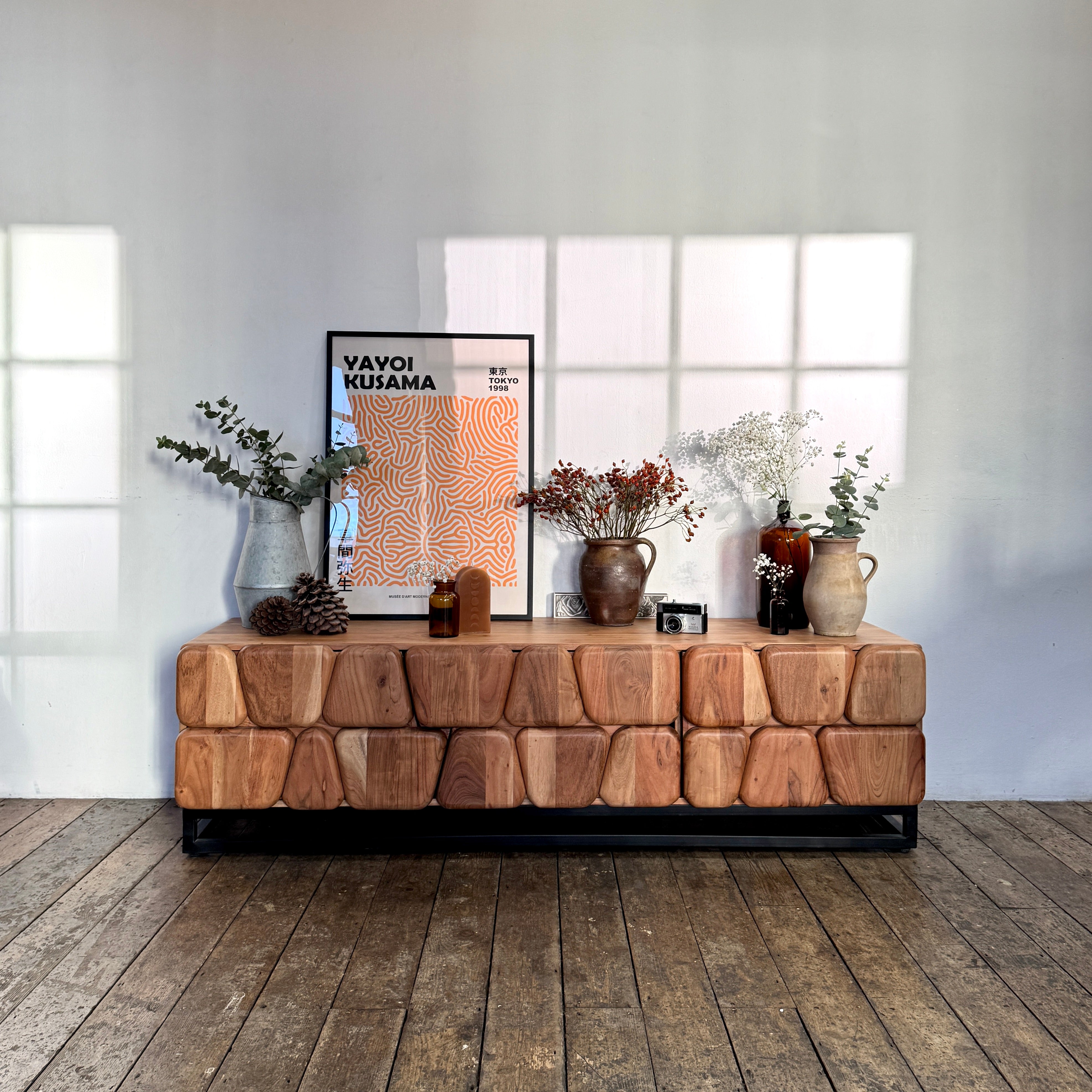 Bob Solid Acacia Wood 3 Door TV Unit (160cm)