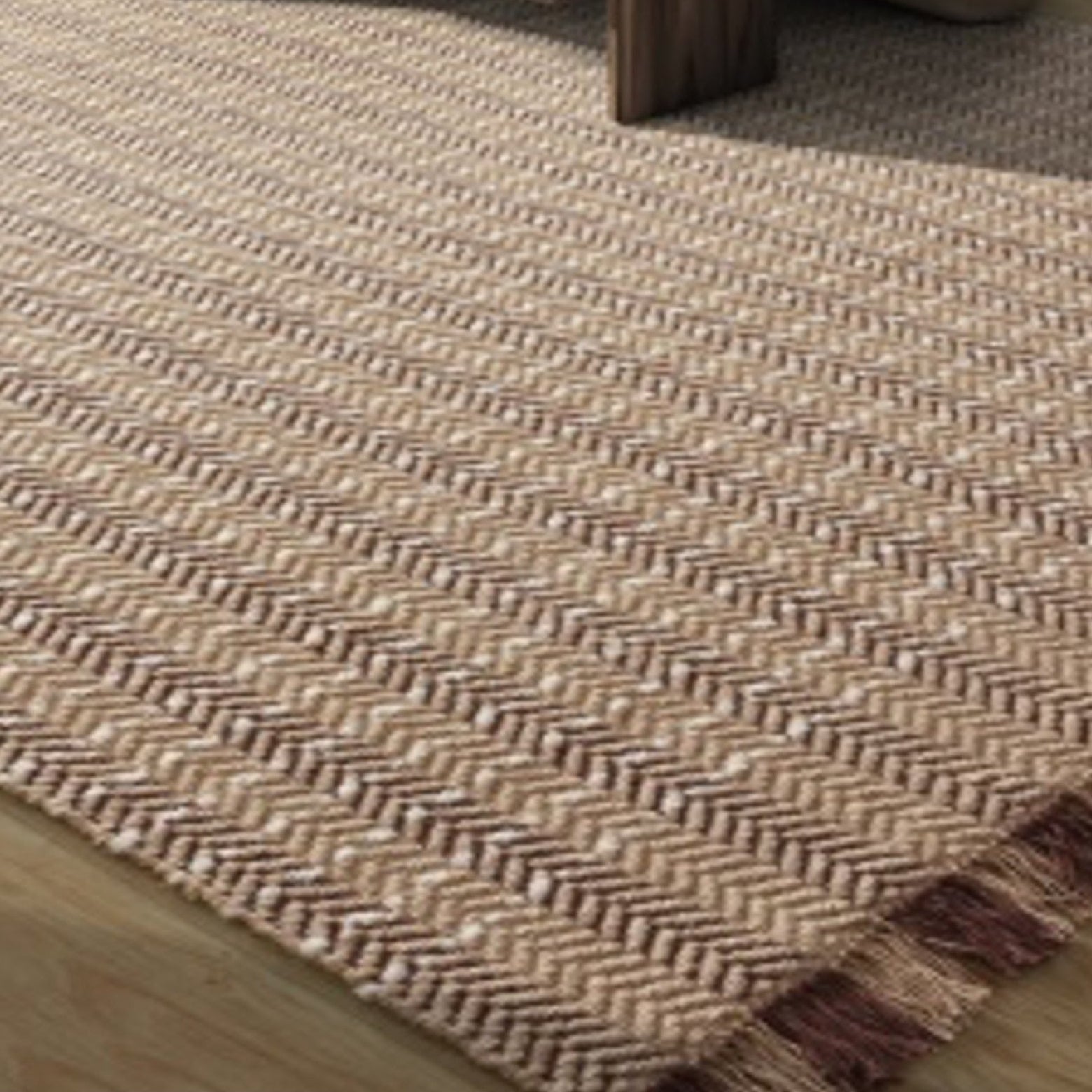 Ernestoe Handwoven Flat Weave Wool Rug in Natural, Beige & Ivory (2 Sizes)