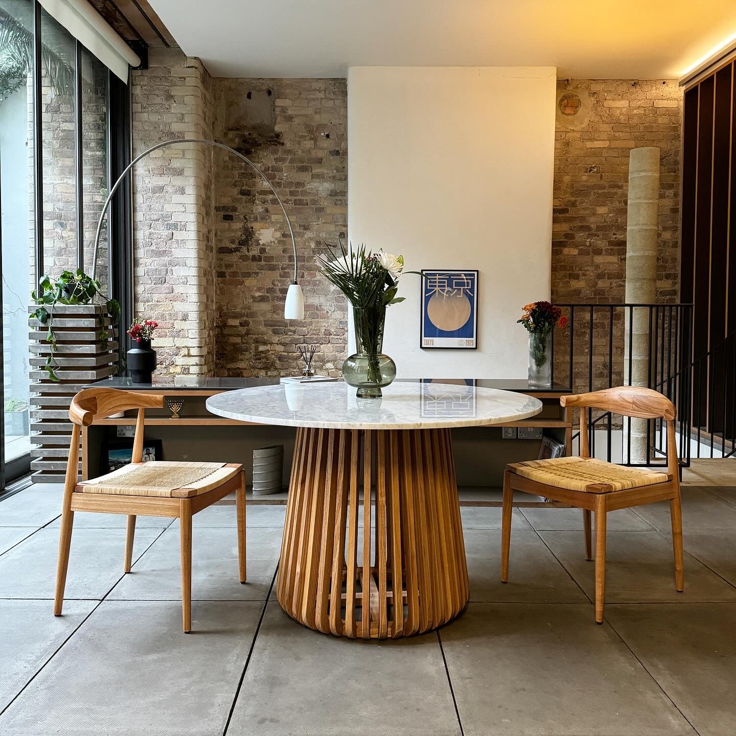 Nakula Round Solid Marble & Mango Wood Dining Table Natural (3 Sizes)