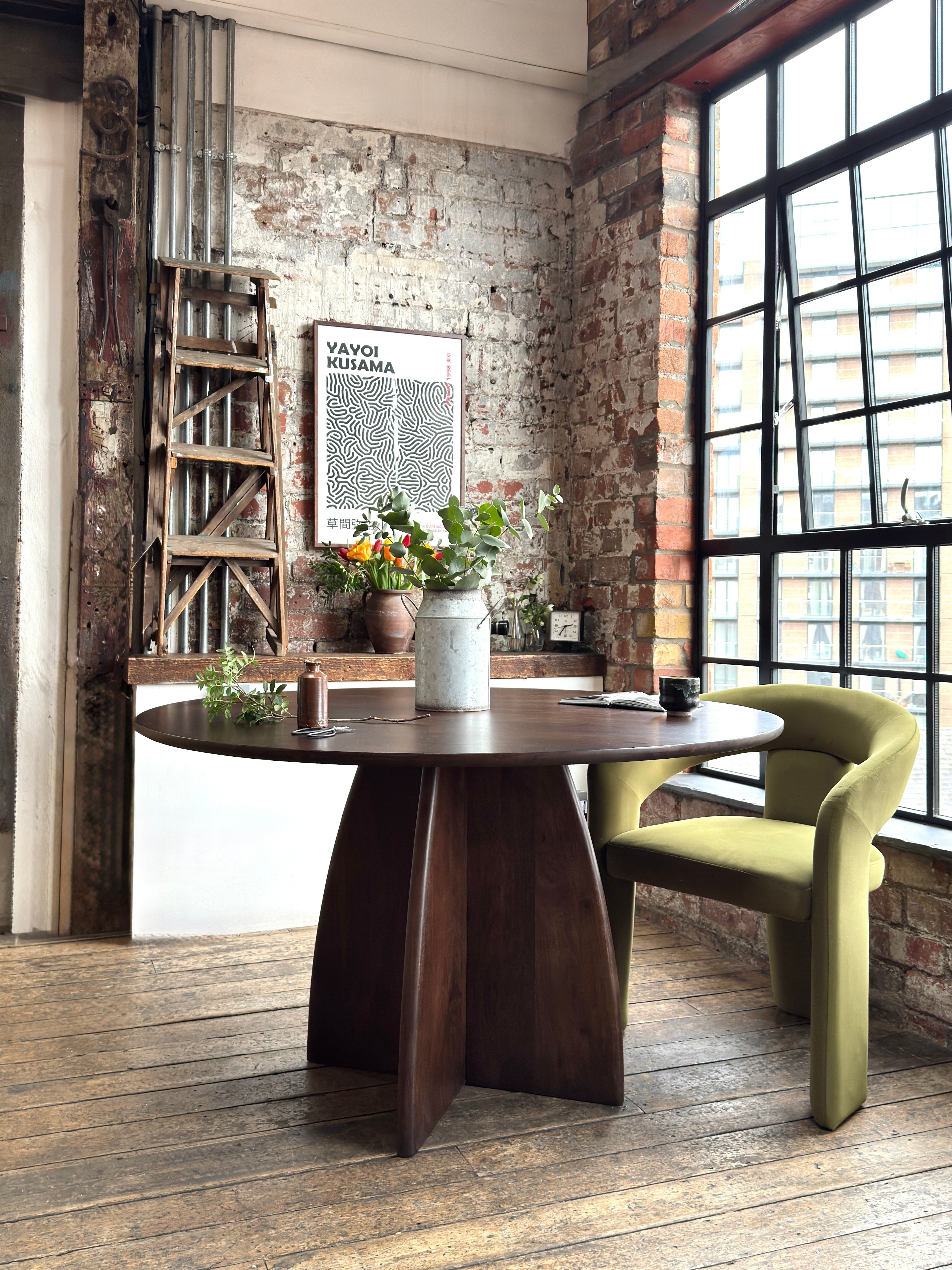 Sora Round Solid Mango Wood Dining Table Walnut (2 Sizes)