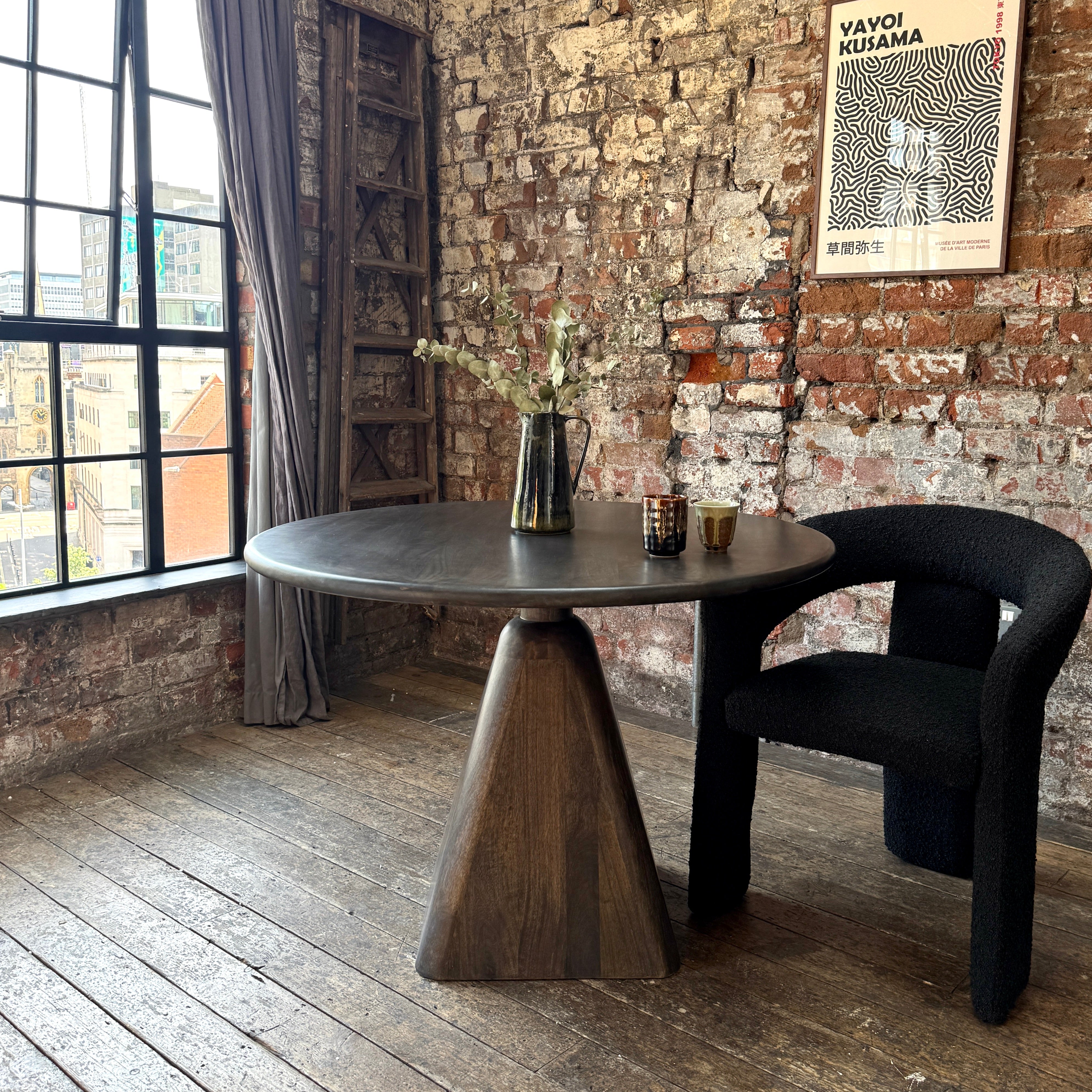 Sienna Round Solid Mango Wood Dining Table Walnut (2 Sizes)