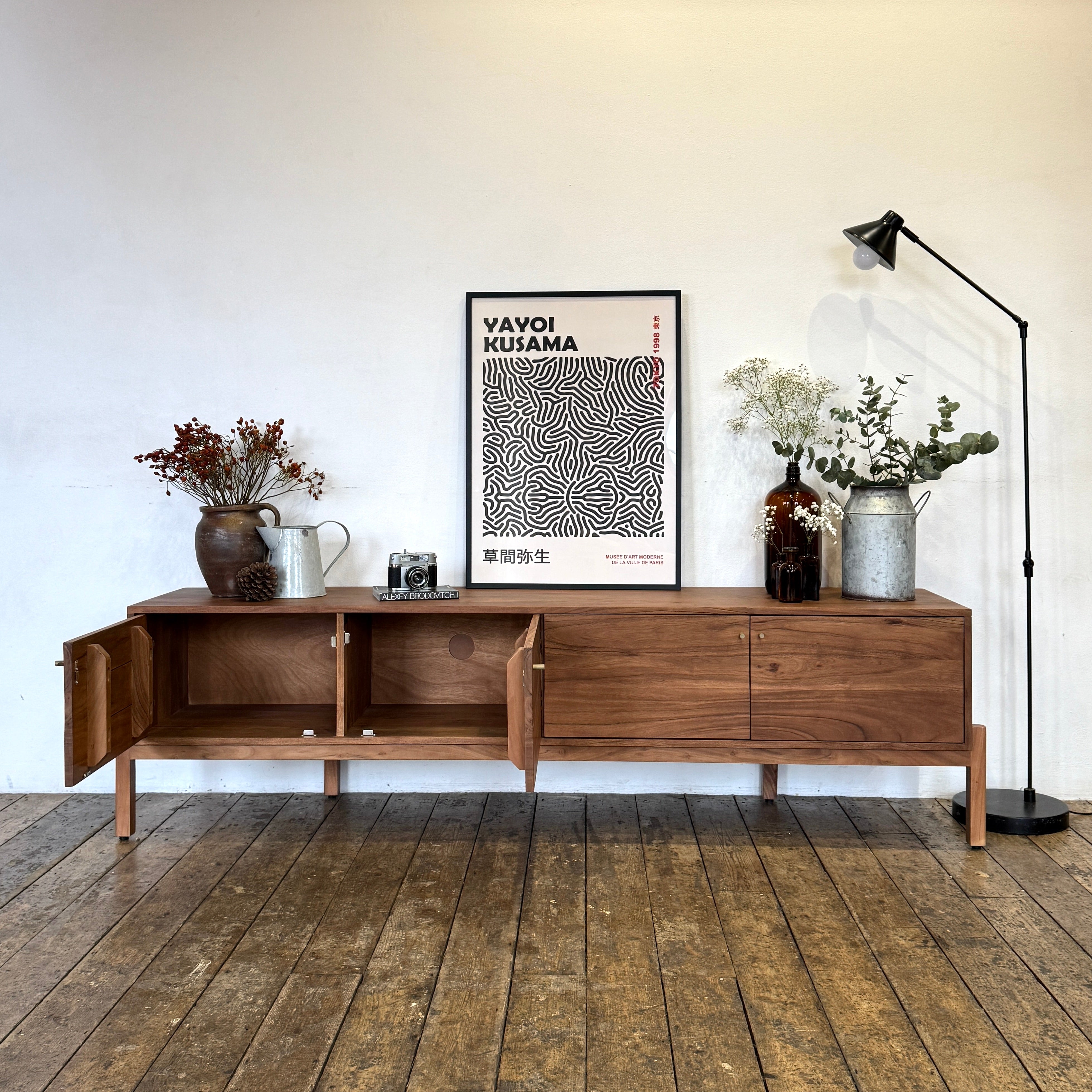 Lucca Solid Acacia Wood Large 4 Door TV Stand (180cm)