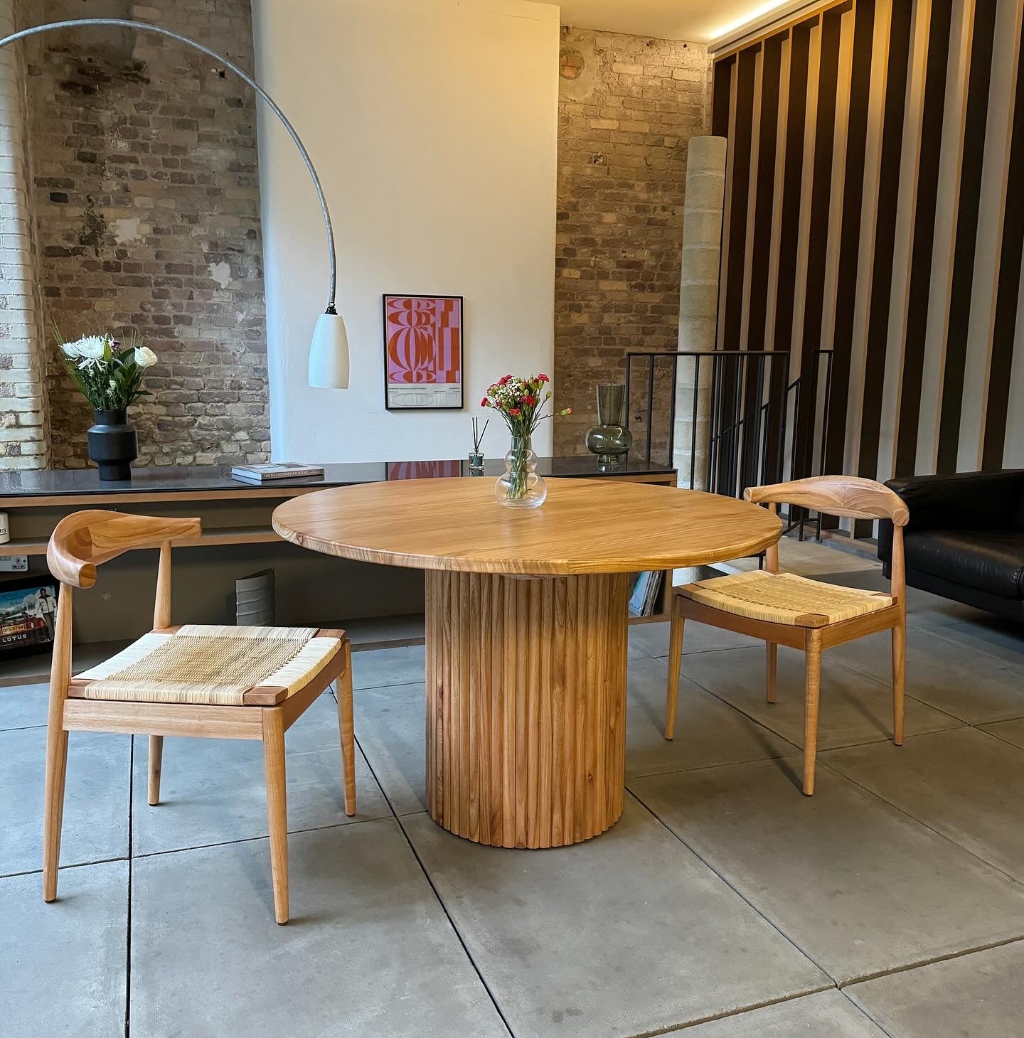 Cruz Round Solid Mindi Wood Dining Table Natural (2 Sizes)