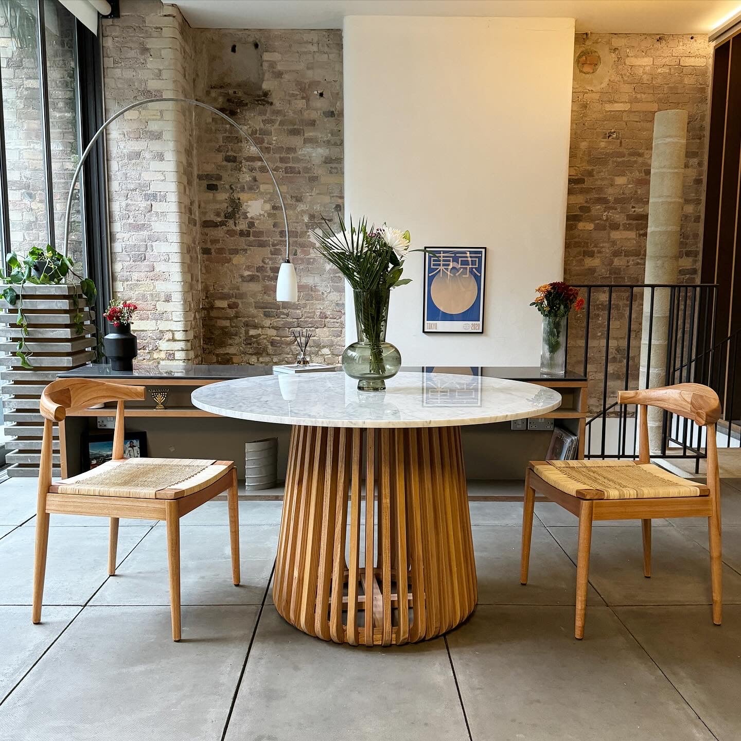 Nakula Round Solid Marble & Mango Wood Dining Table Natural (3 Sizes)