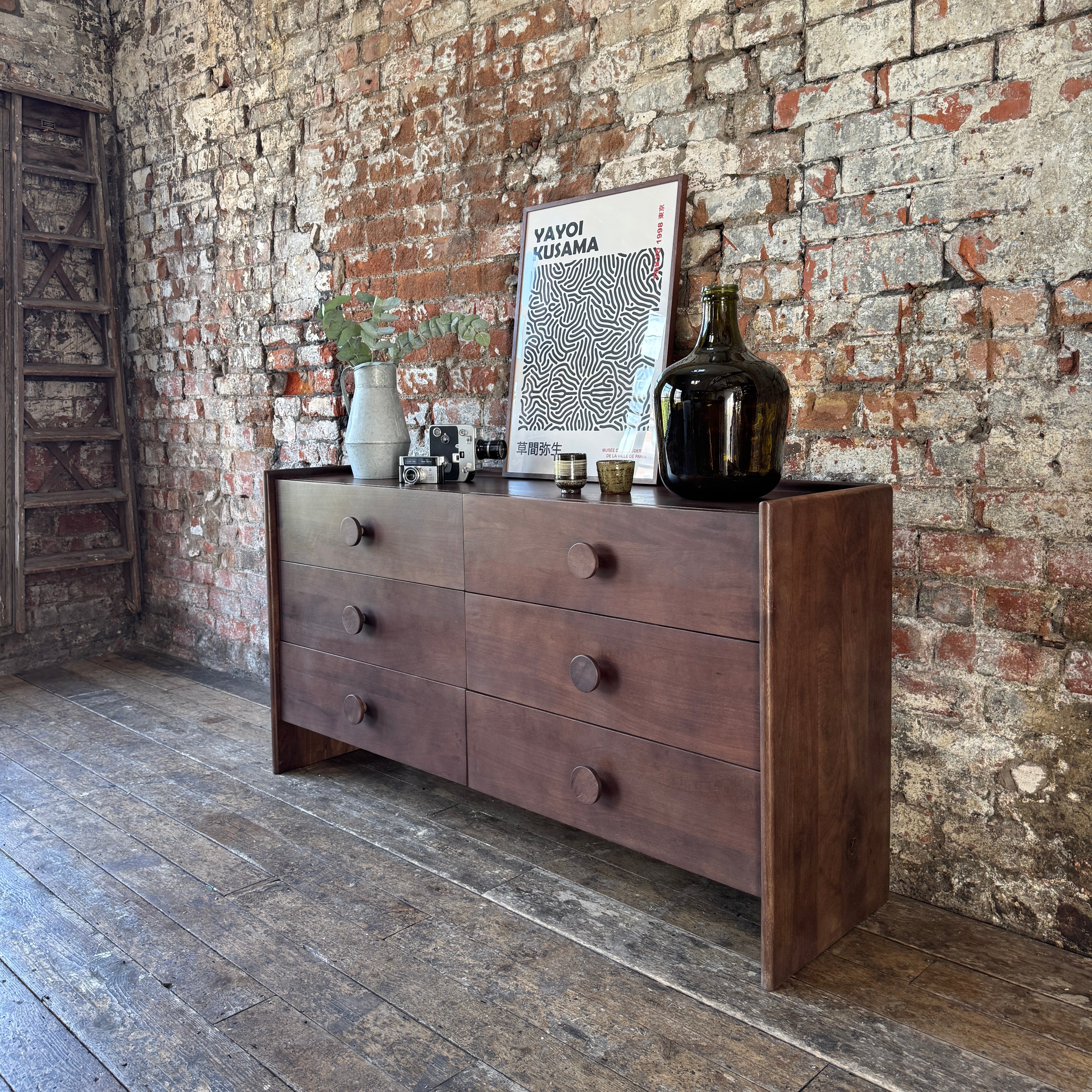 Helena Solid Mango Wood Chest of Drawers in Walnut