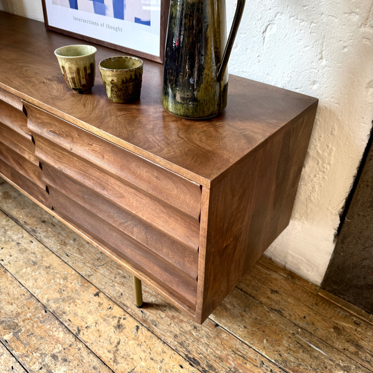 Daria Solid Mango Wood TV Stand Walnut