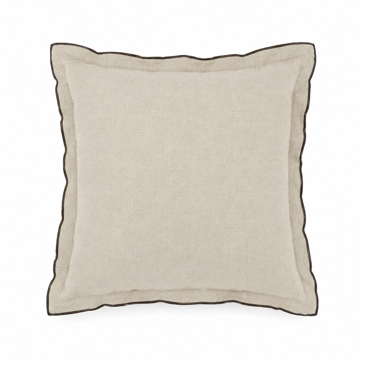 Yara Natural Linen Flange Edge Handmade Cushion with Black Border Detail 46 x 46cm