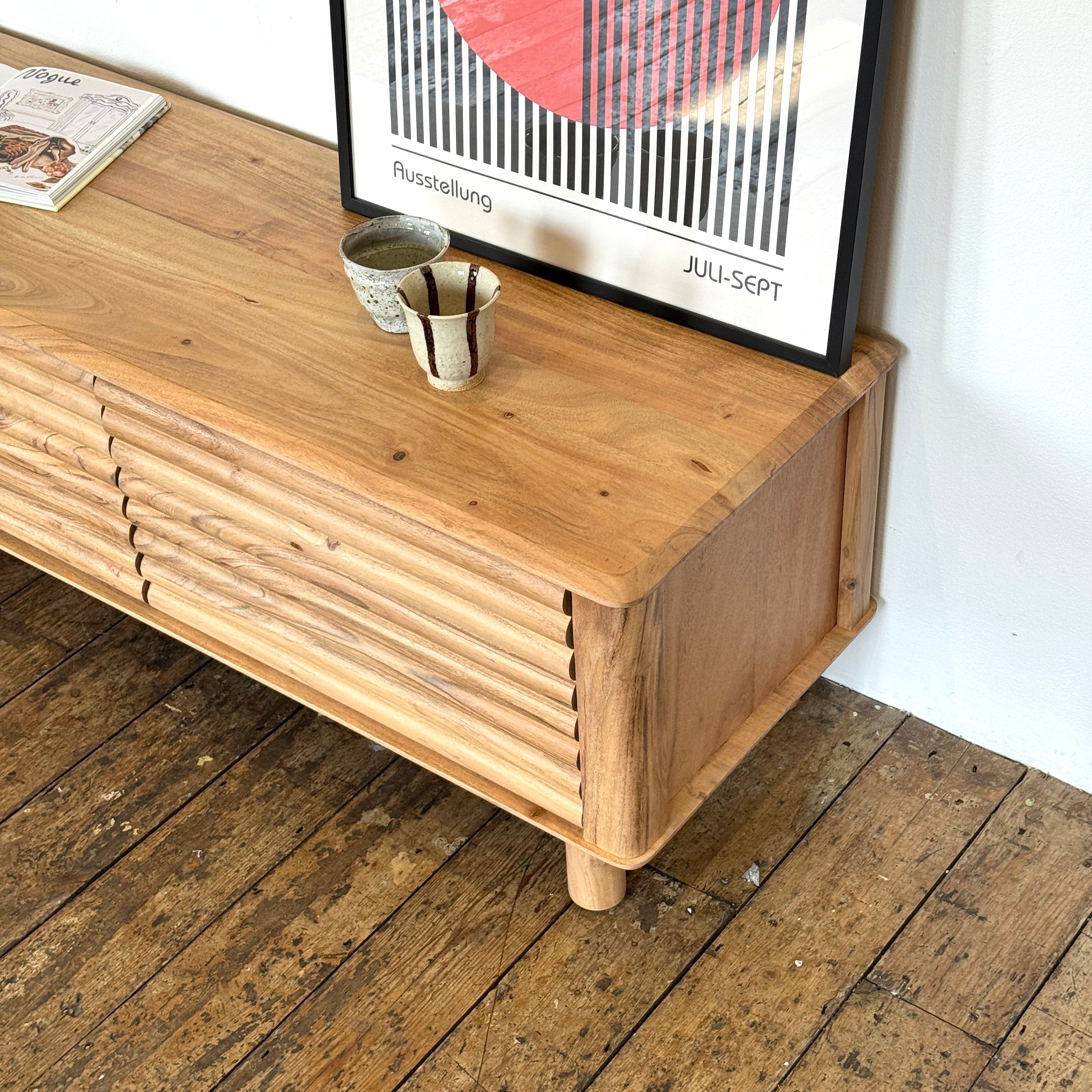 Kiso Solid Acacia Wood TV Stand (160cm)