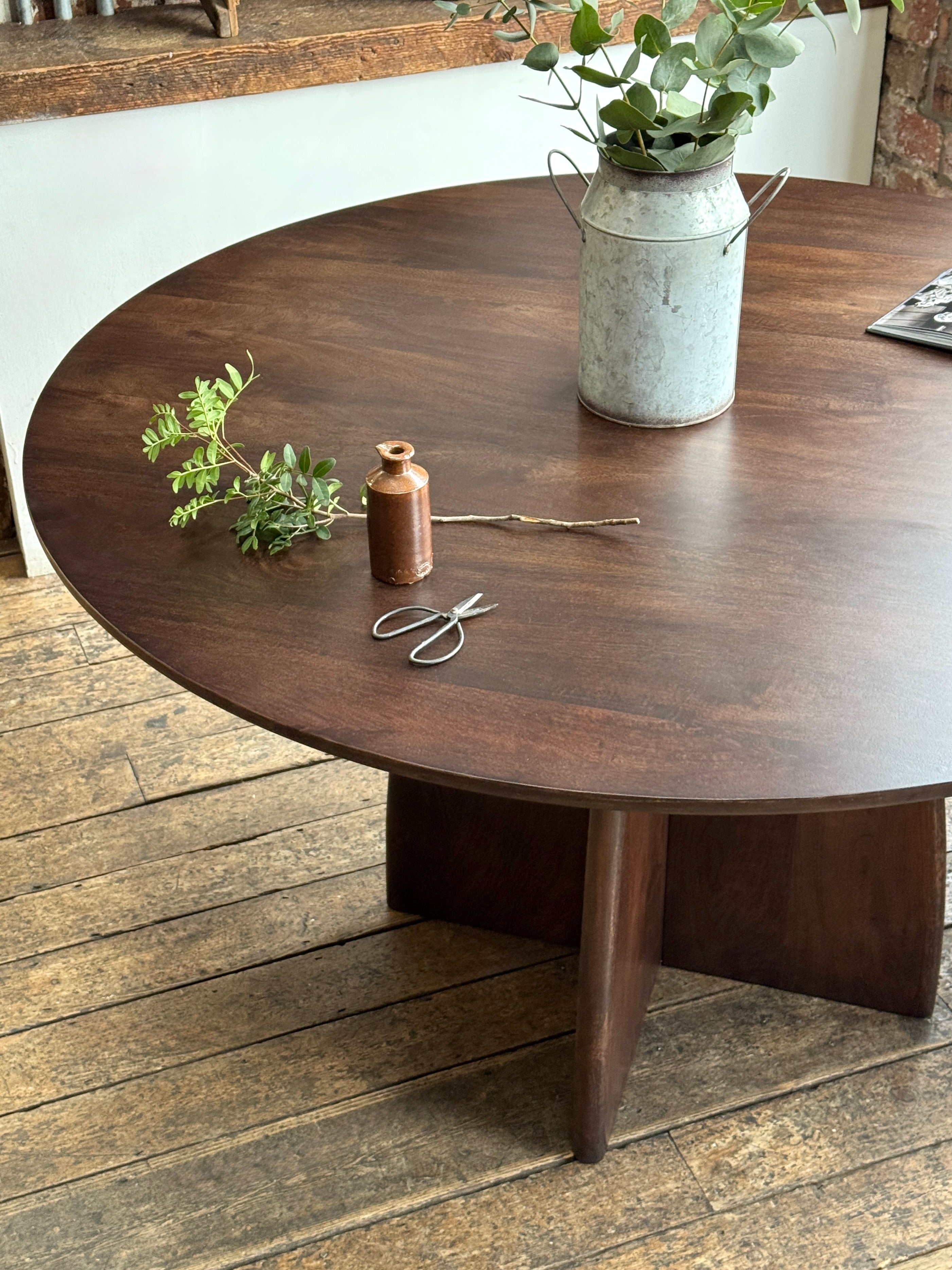 Sora Round Solid Mango Wood Dining Table Walnut (2 Sizes)