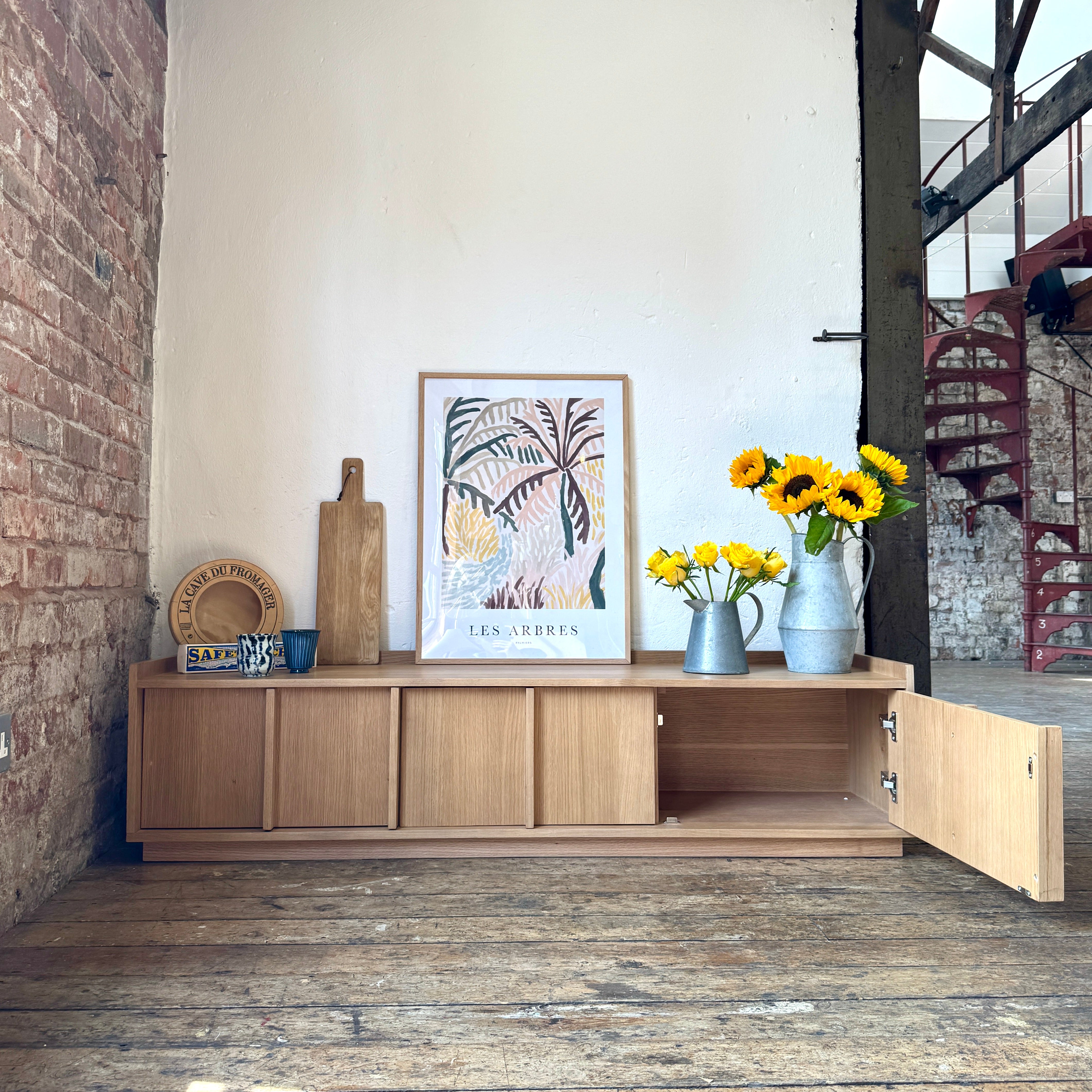 Kyoto Medium 3 Door TV Stand in Natural Smoked Oak (160cm)