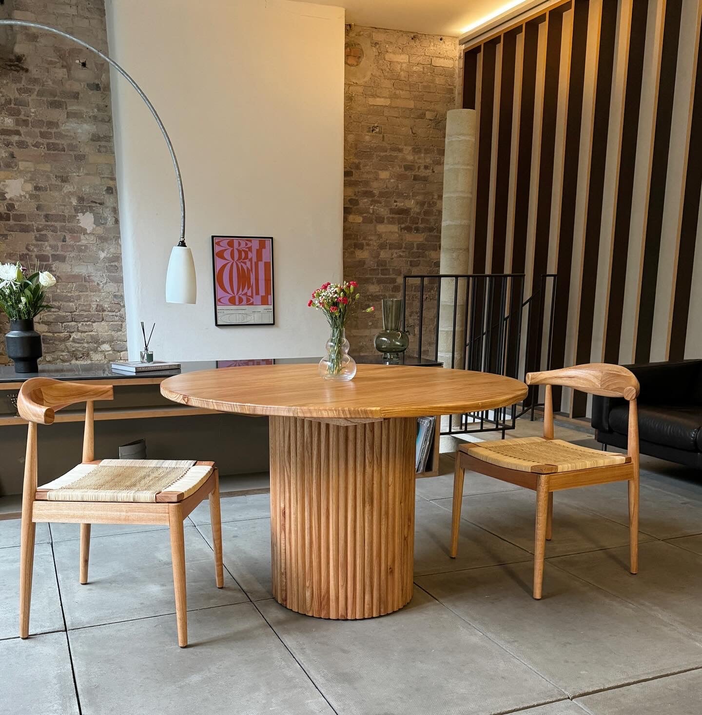 Cruz Round Solid Mindi Wood Dining Table Natural (2 Sizes)